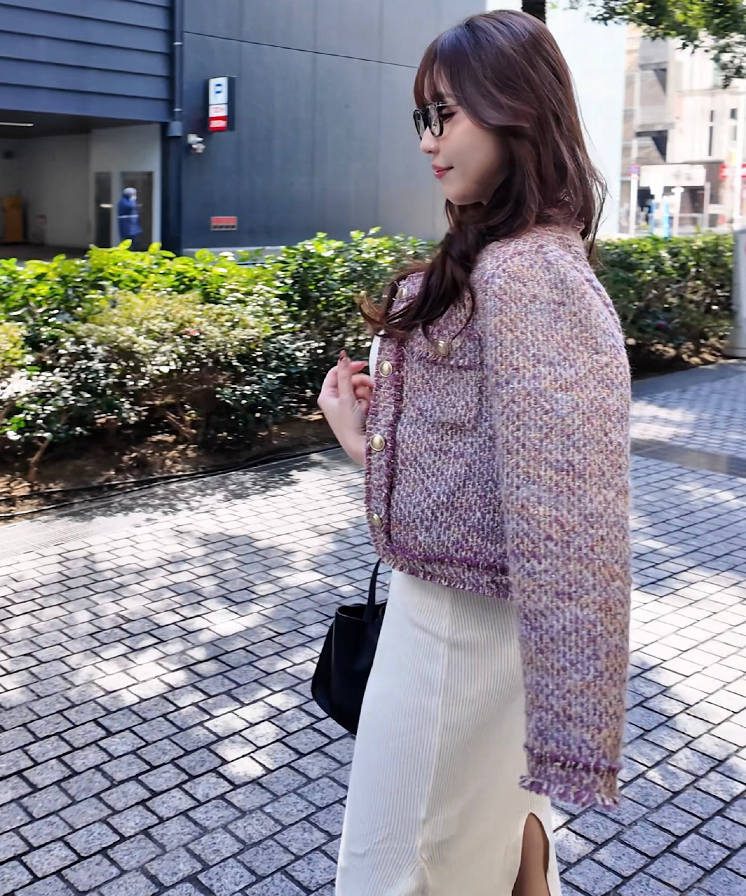 フリンジツイード ノーカラージャケット