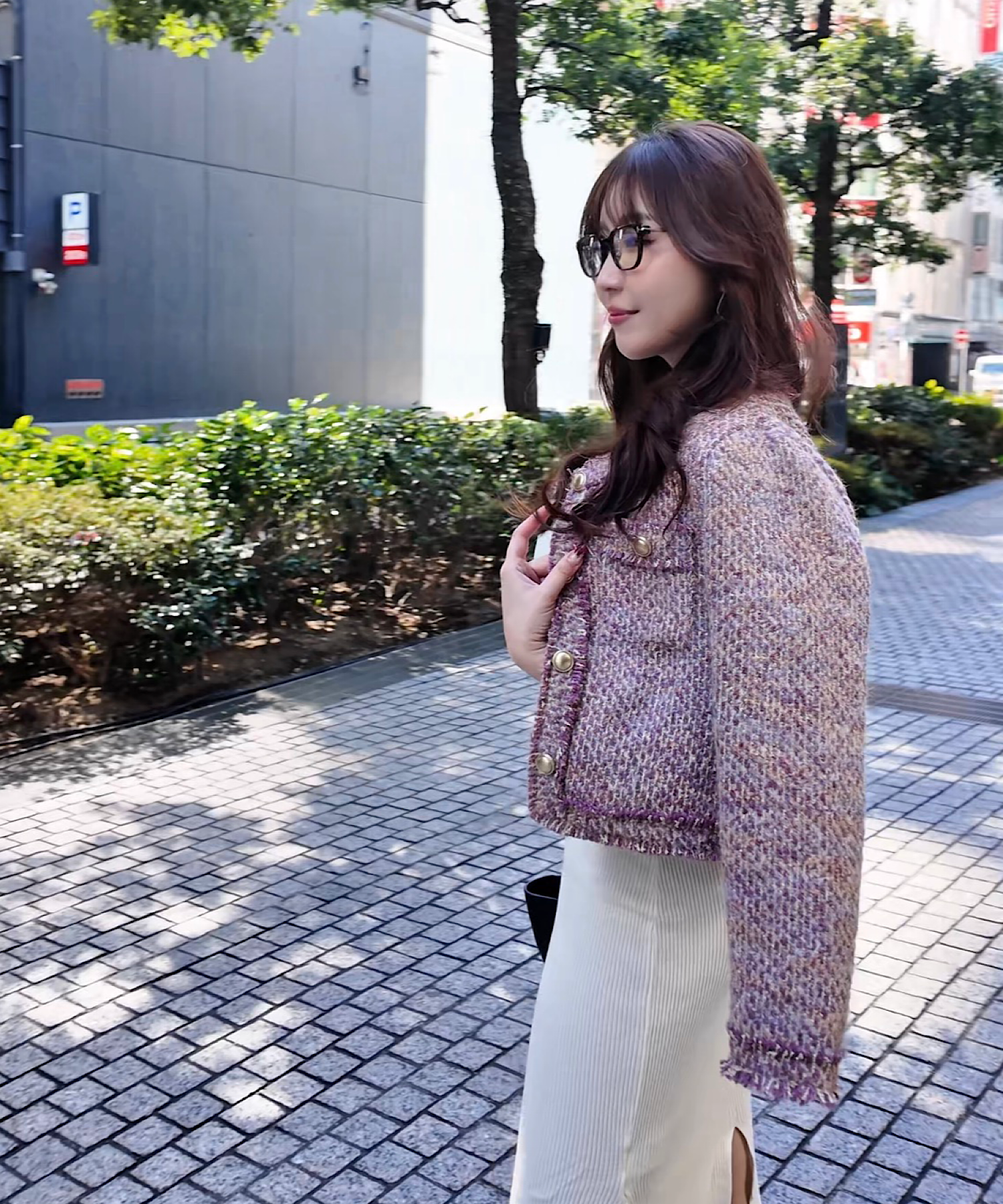 フリンジツイード ノーカラージャケット