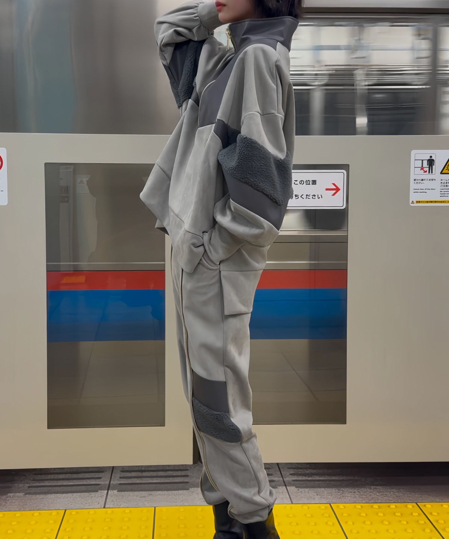 異素材切替ジッププルオーバー(セットアップ対応)