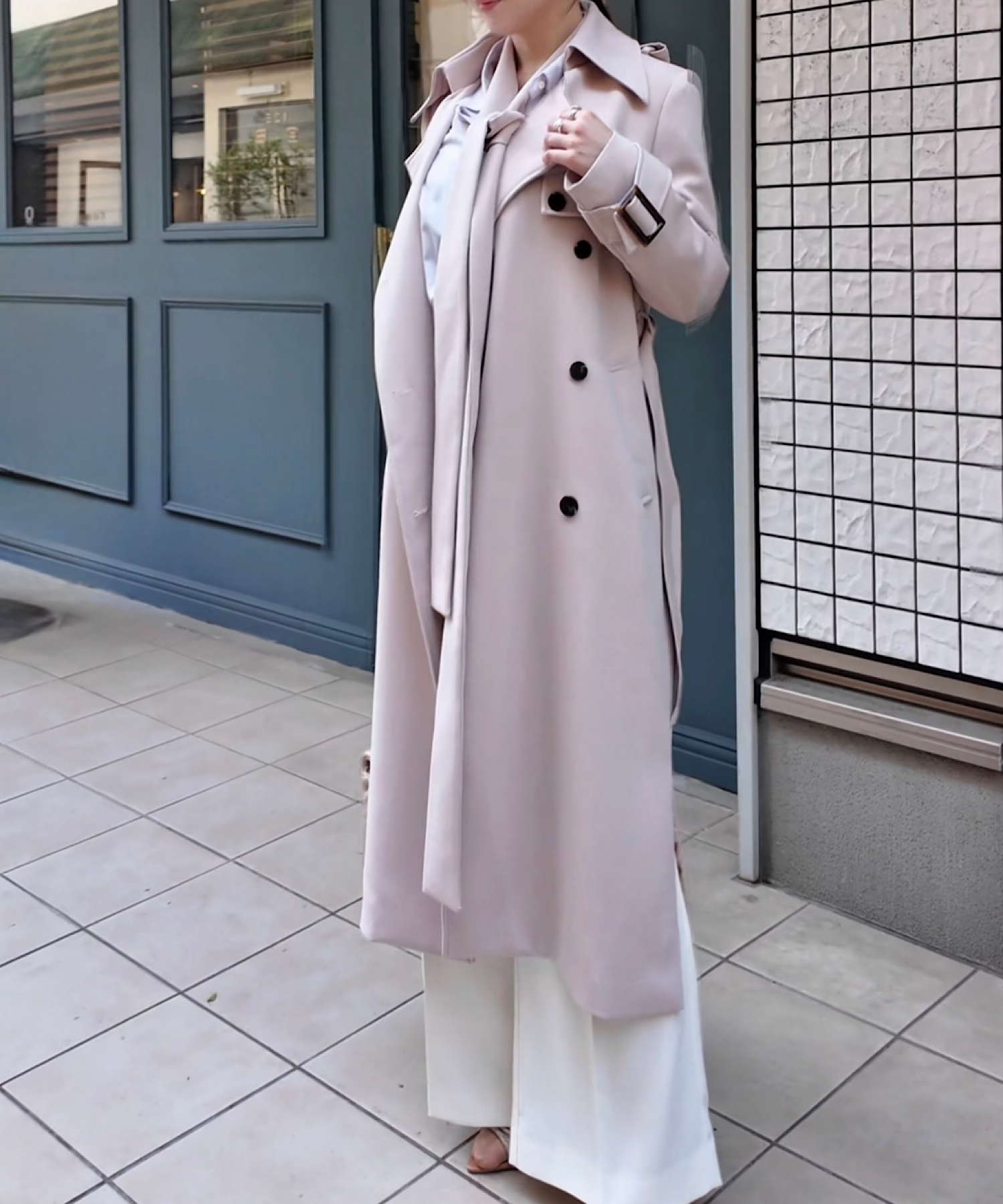 リボンタイ エポーレットトレンチコート