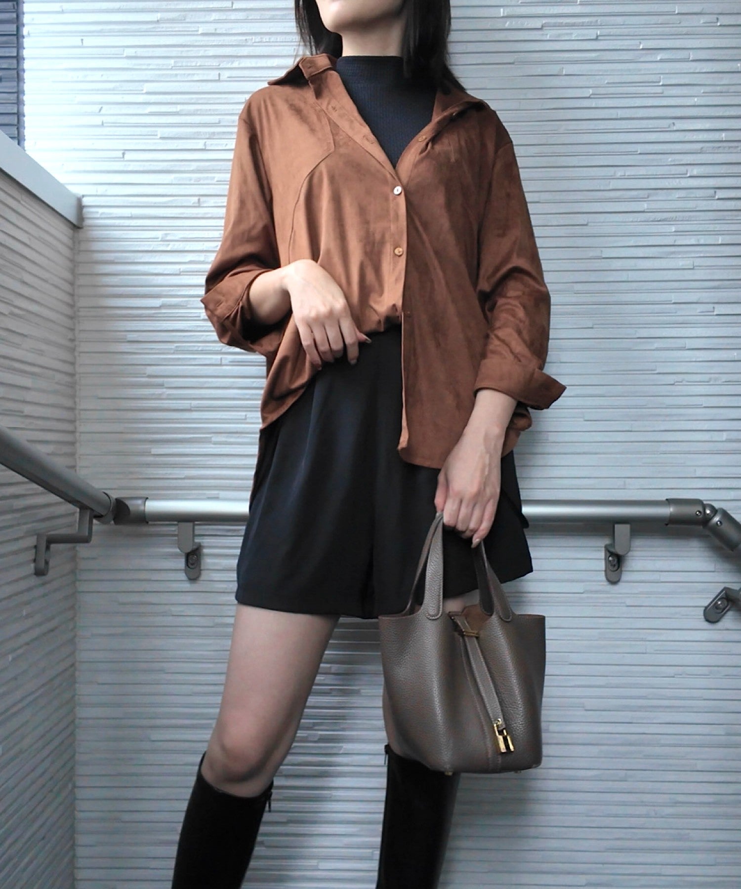 フェイクスエードオーバーシャツ