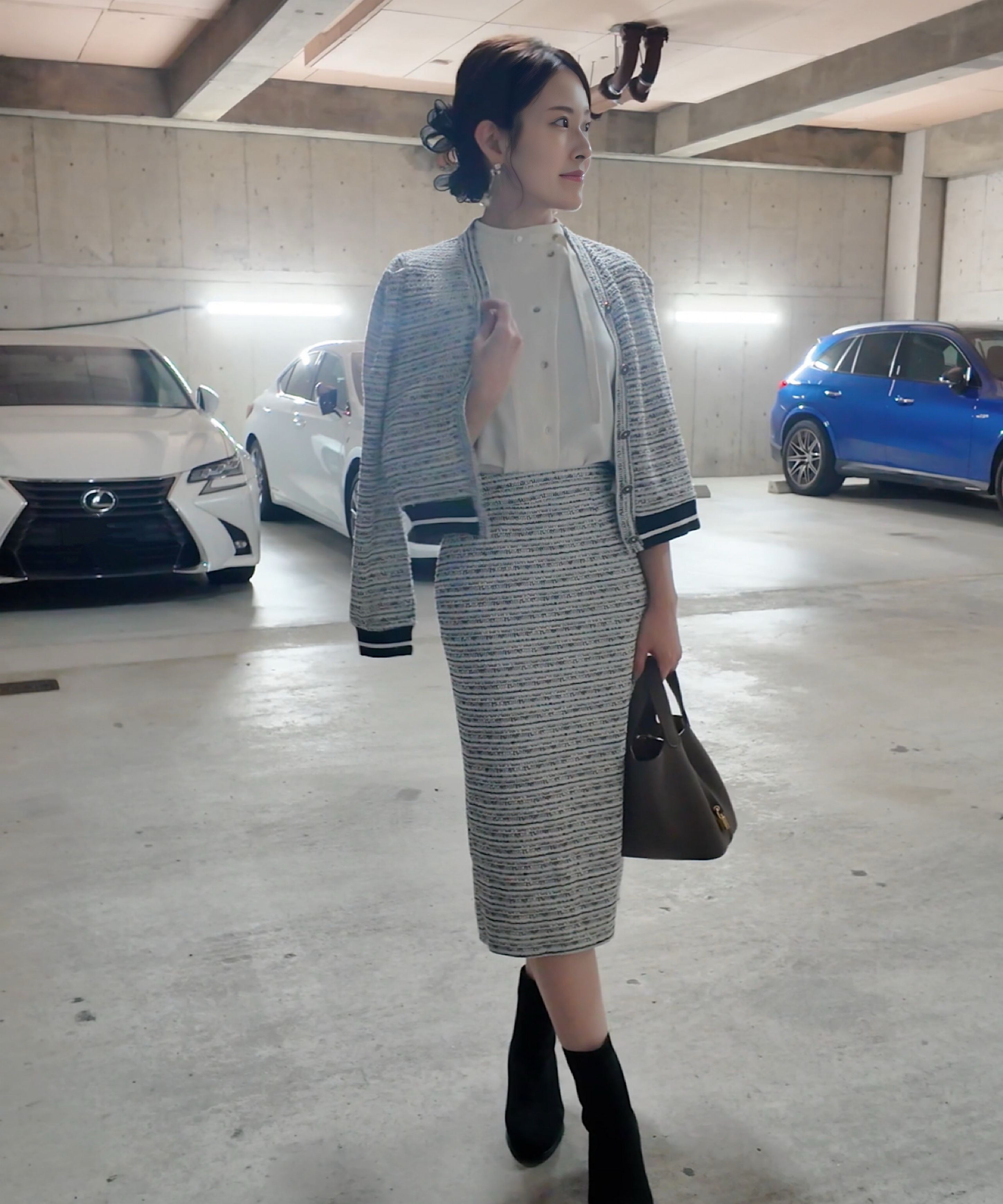 ツイードニットセットアップ