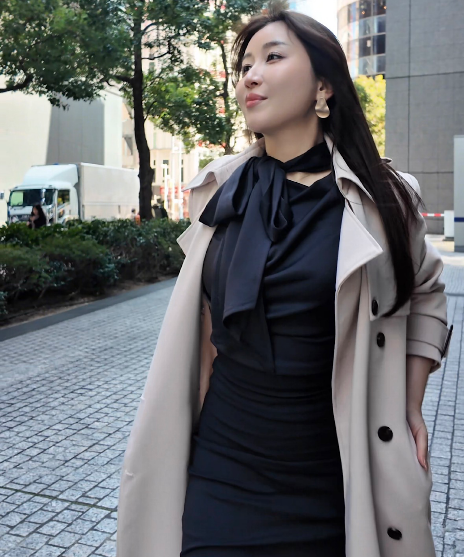 リボンタイ エポーレットトレンチコート