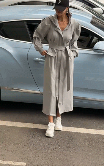 【一部ご予約商品】ピンタック・フーディワンピース