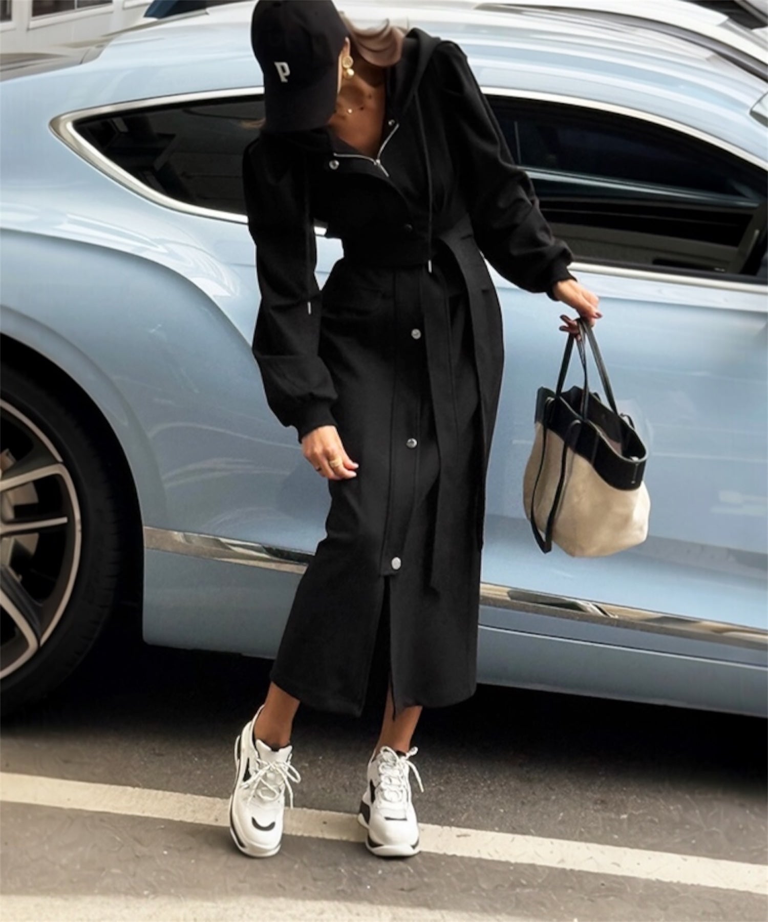 【一部ご予約商品】ピンタック・フーディワンピース