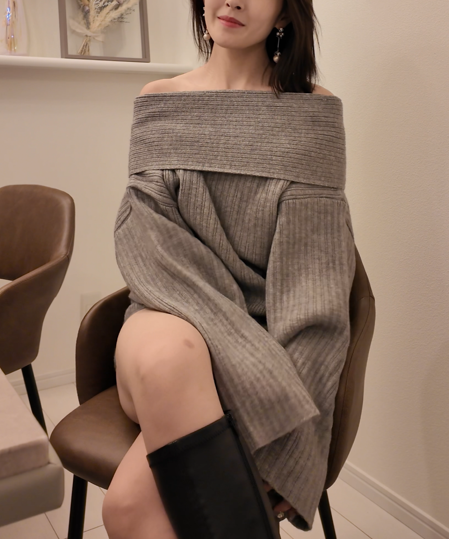 【一部予約商品】オフショルオーバートップス&パンツセット