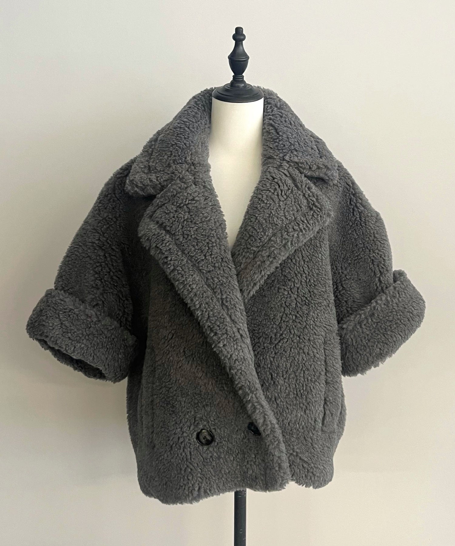 ウールアルパカ ベルスリーブショートコート/Teddy Bell Sleeve ShortCoat