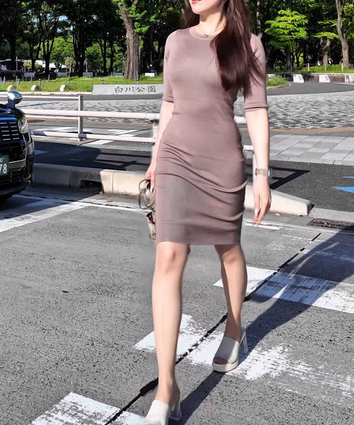 ハイウエストクルーワンピース/ 美バランスライン
