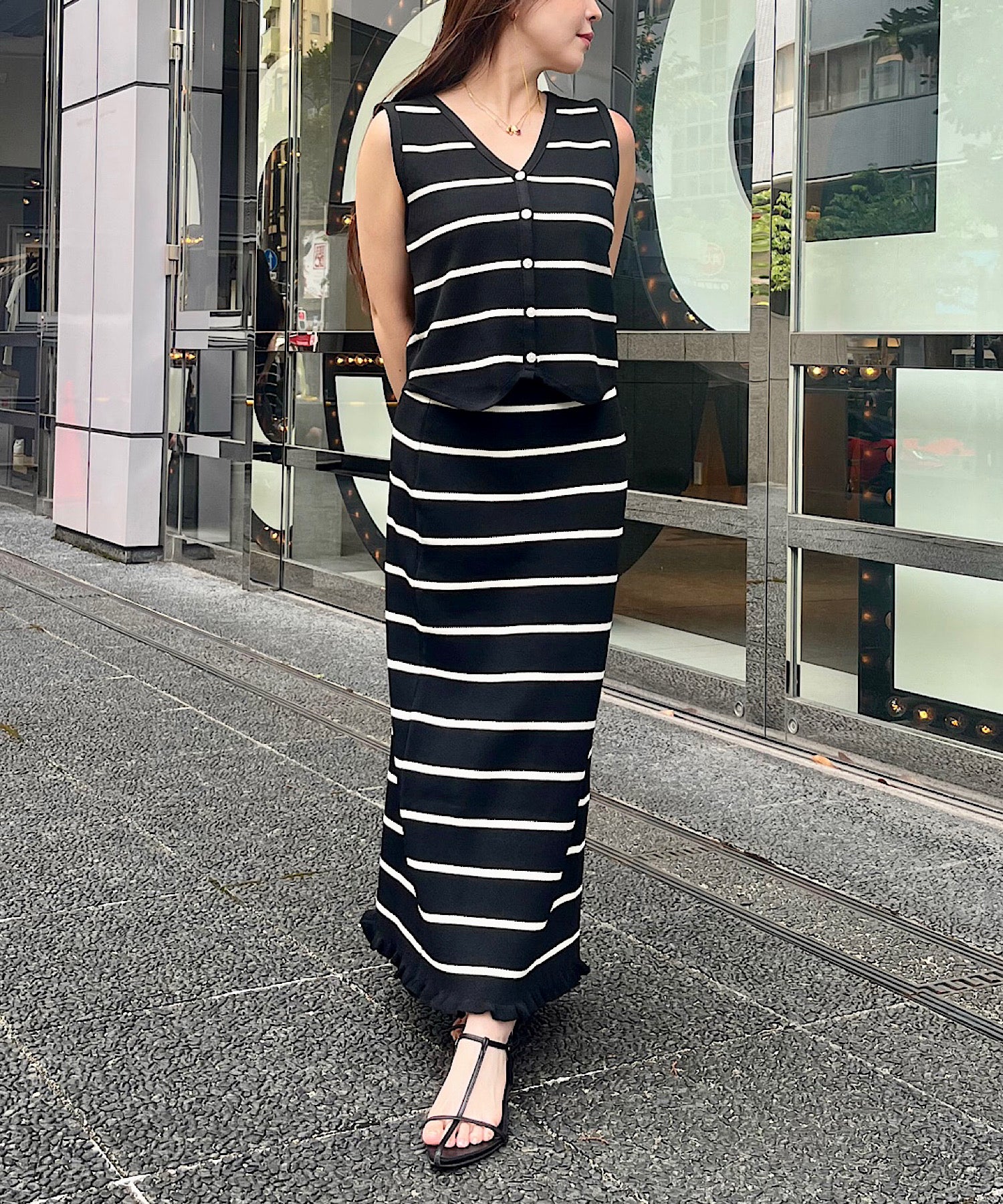 ボーダー ルーズフィットセット