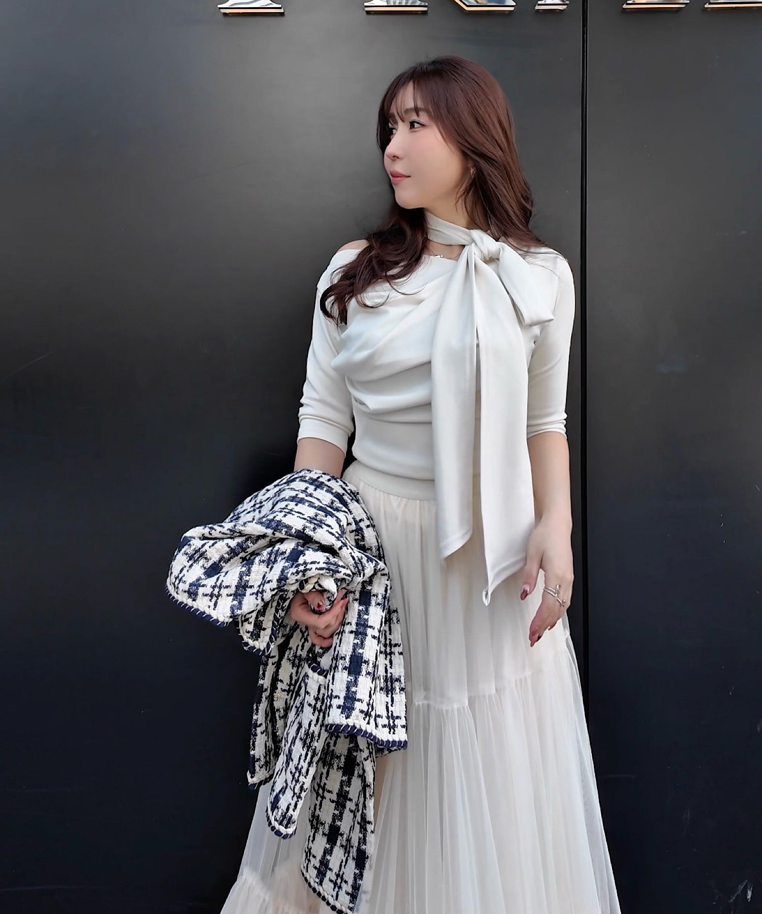 クラシックツイード ノーカラージャケット