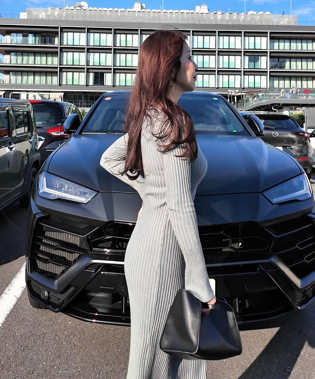【大好評♪ご予約開始】フレアスリーブ Iラインニットワンピース