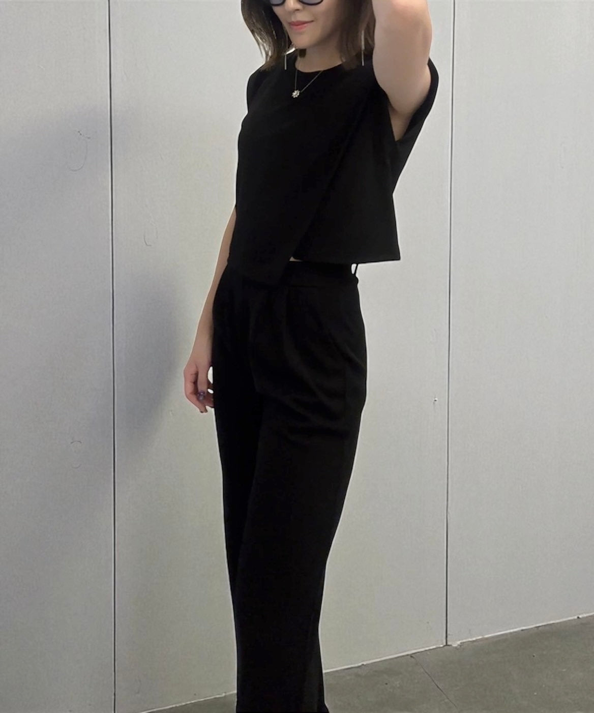 ニュアンスカットセットアップ(ノースリトップス×ワイドパンツセット)