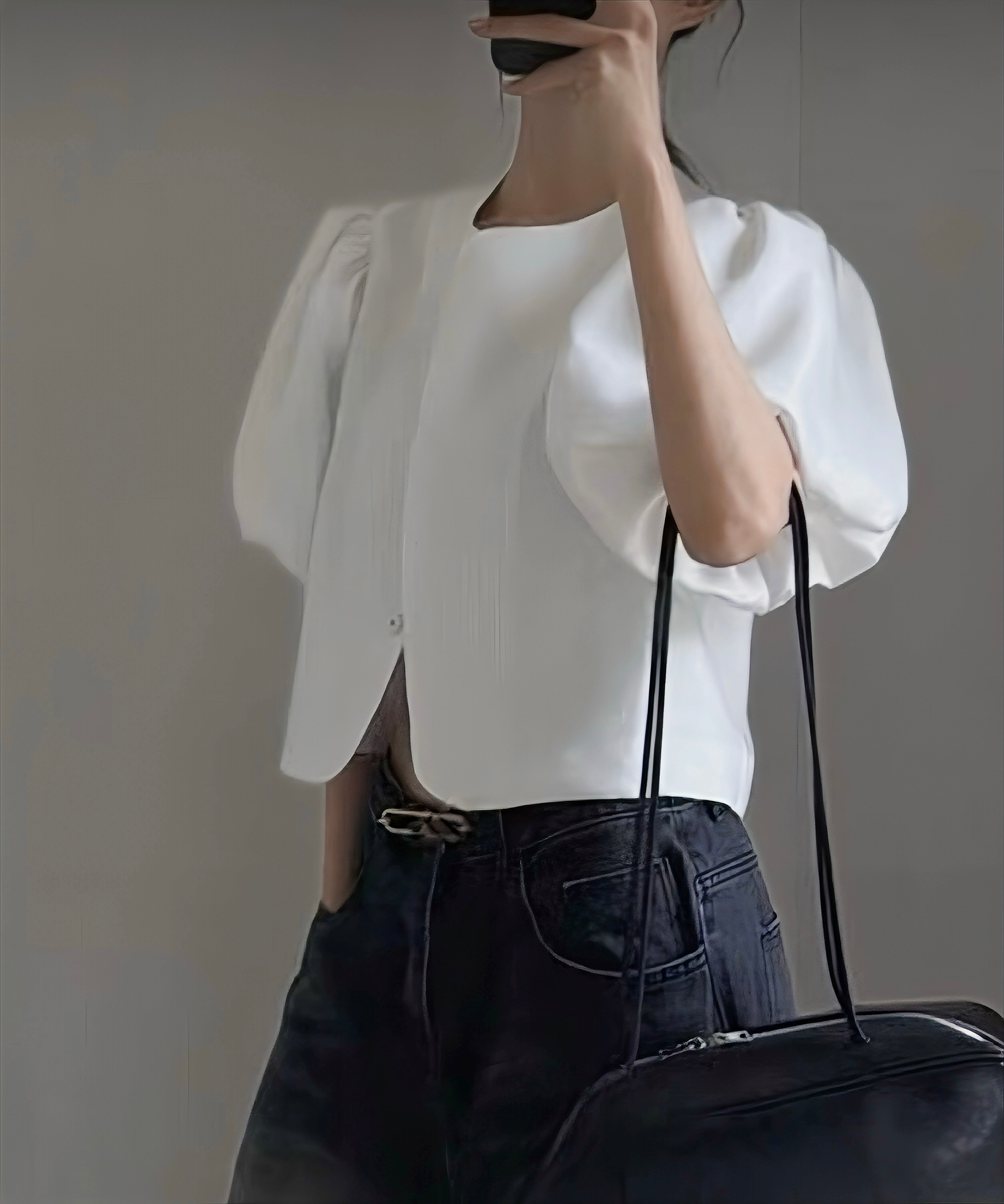 パフスリーブショートカーデ|