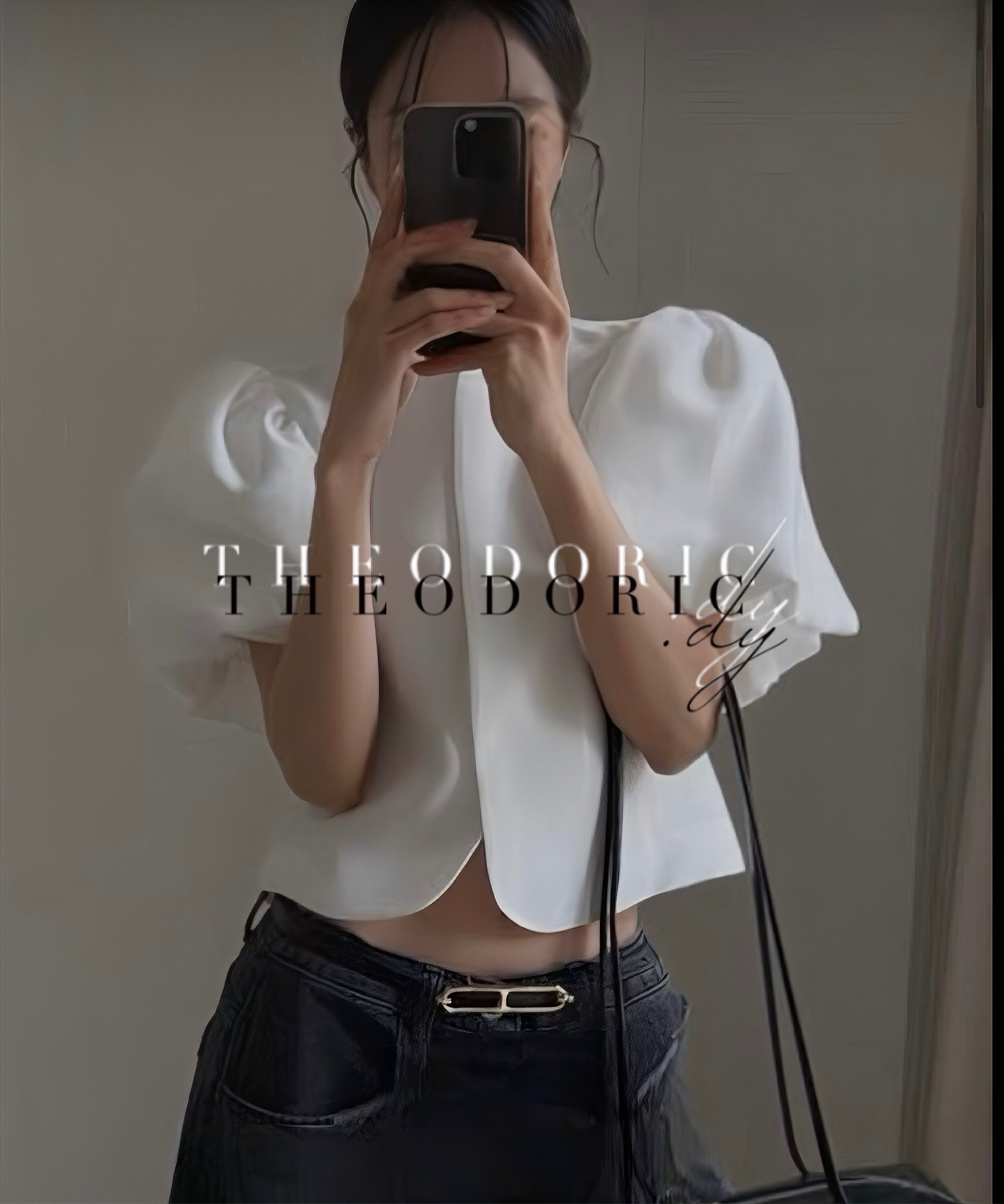 パフスリーブショートカーデ|