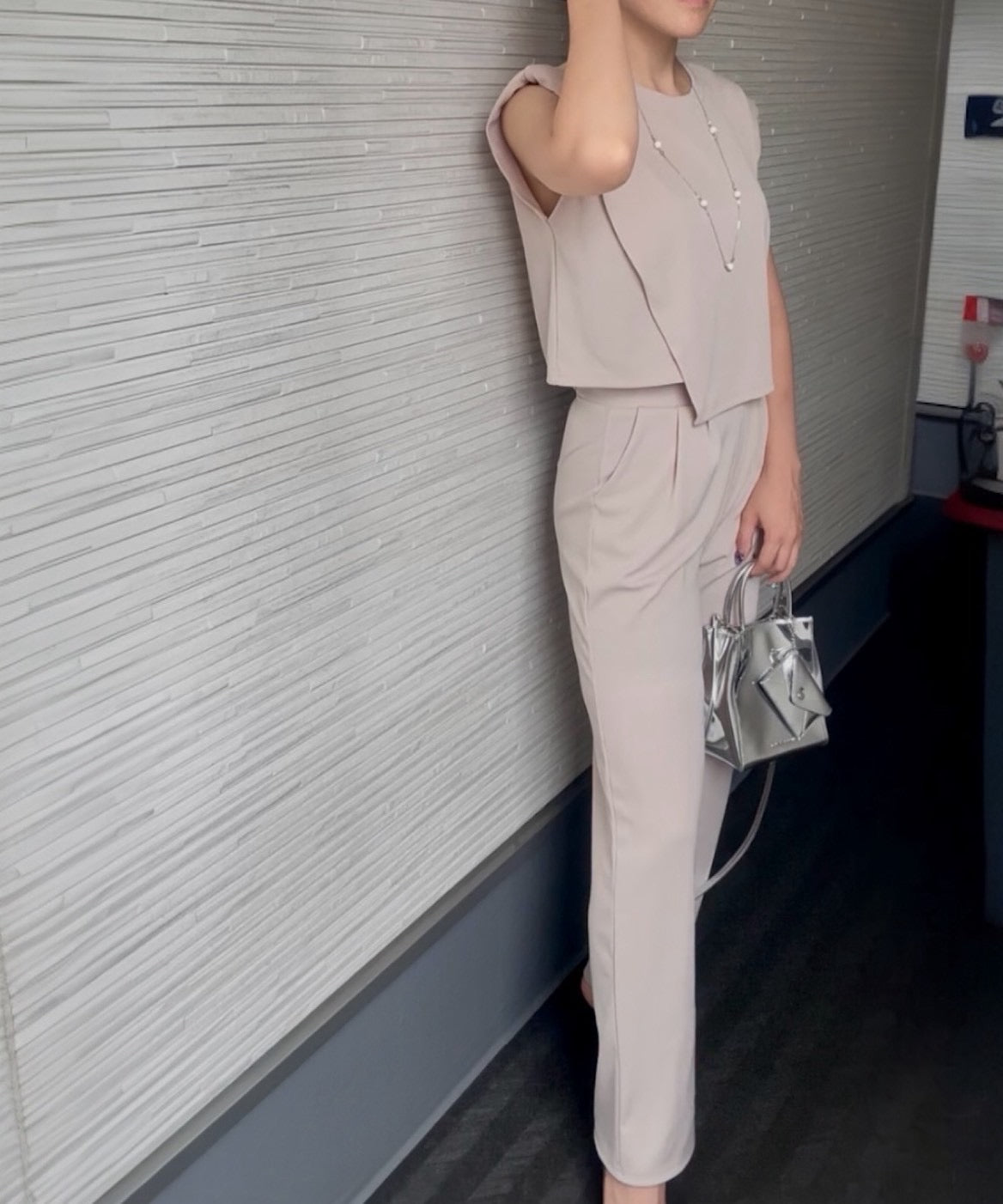 ニュアンスカットセットアップ(ノースリトップス×ワイドパンツセット)