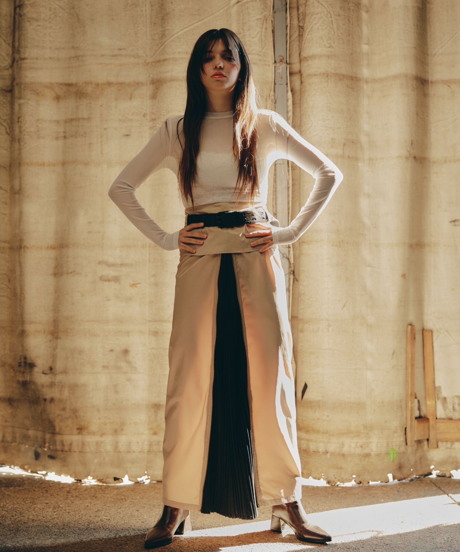 Pleat Shift Skirt/プリーツシフトスカート