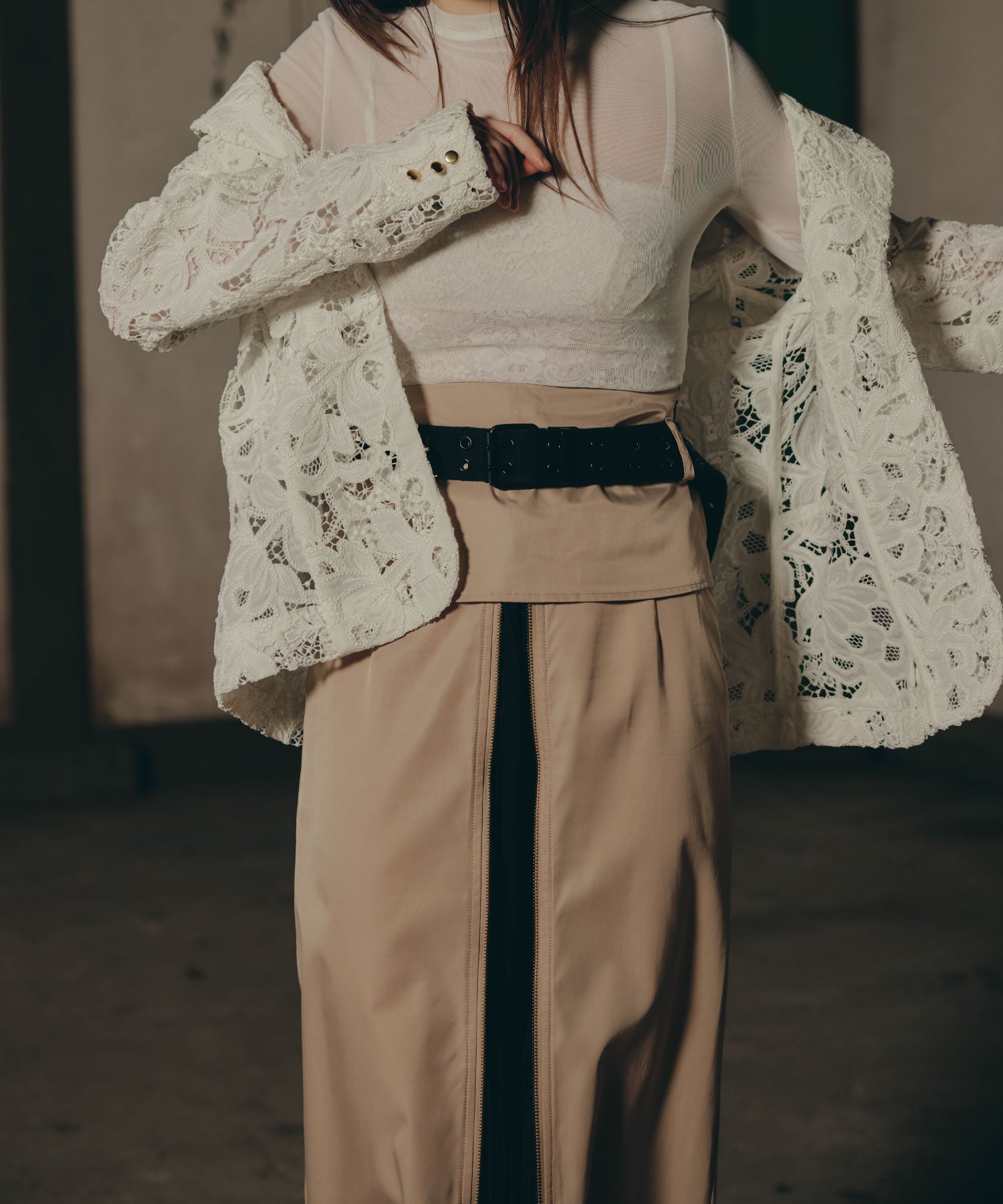 Pleat Shift Skirt/プリーツシフトスカート