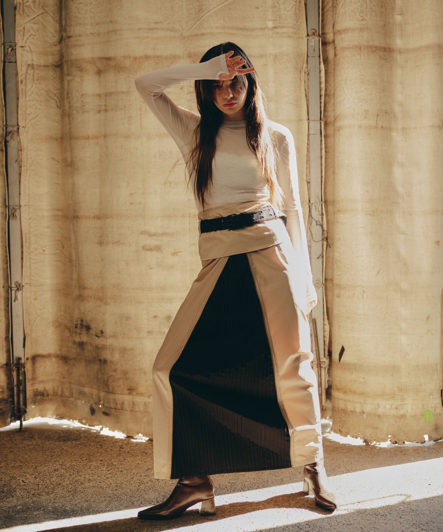 Pleat Shift Skirt/プリーツシフトスカート