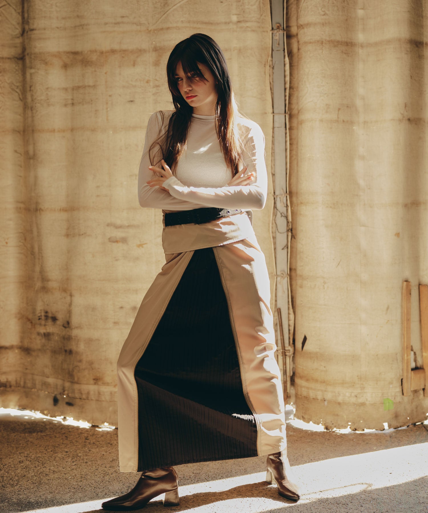 Pleat Shift Skirt/プリーツシフトスカート