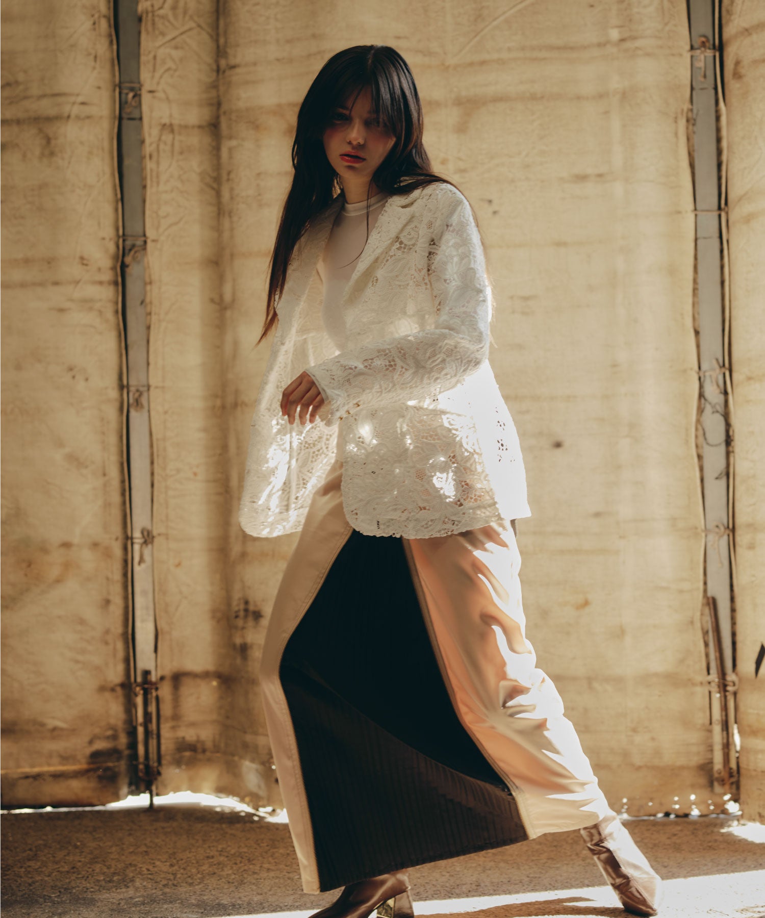 Pleat Shift Skirt/プリーツシフトスカート
