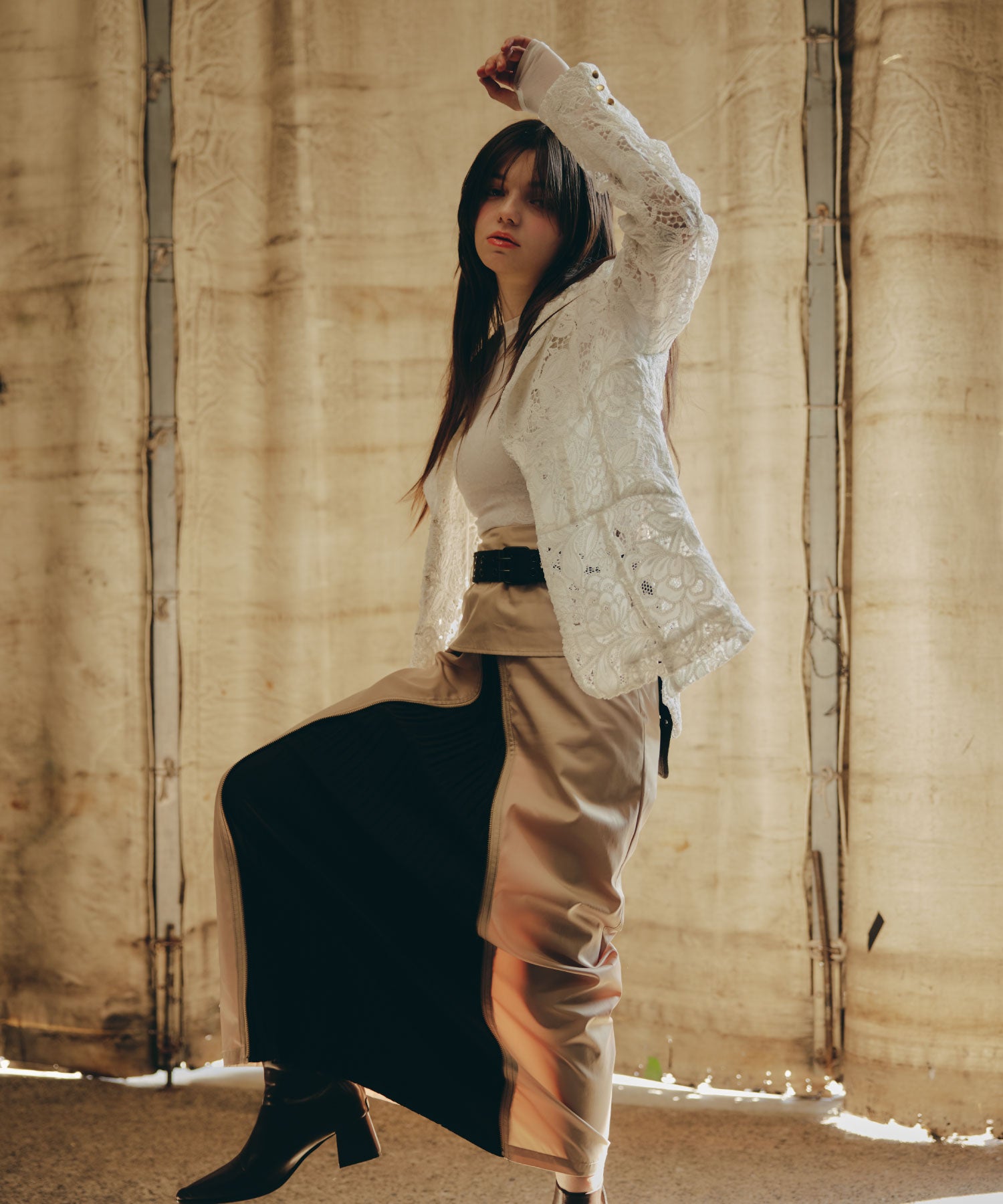 Pleat Shift Skirt/プリーツシフトスカート