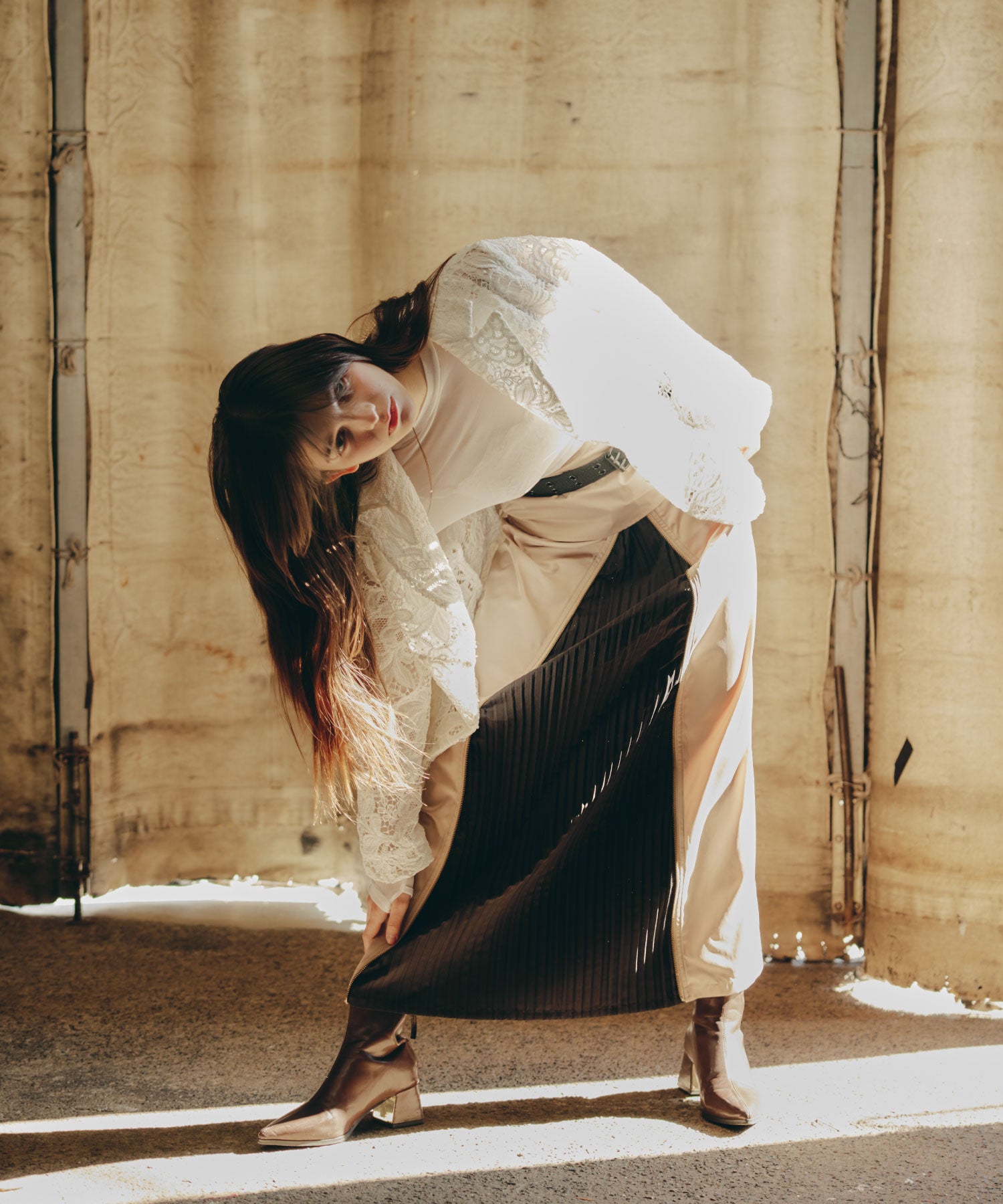 Pleat Shift Skirt/プリーツシフトスカート