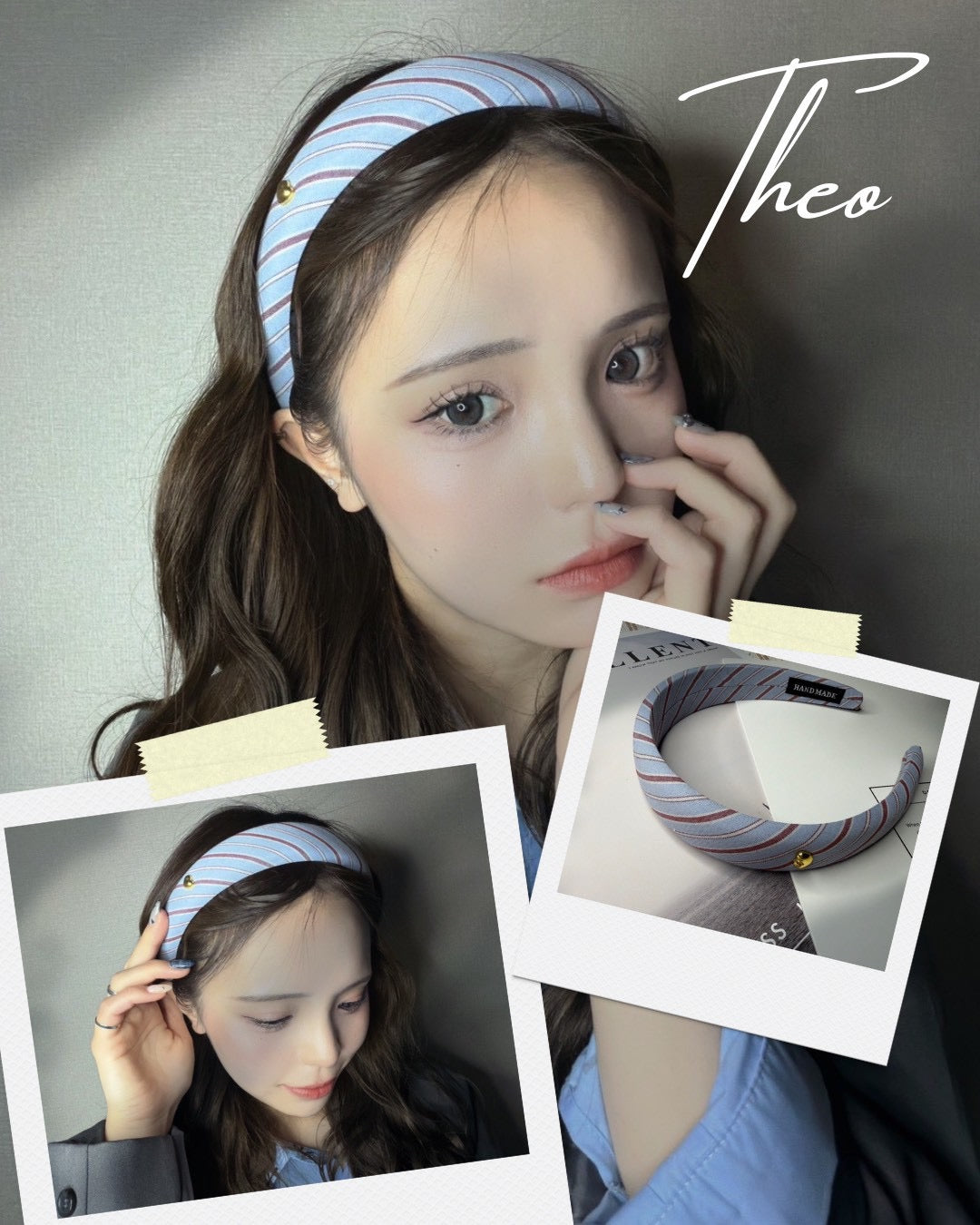 チェックストライプカチューシャ– THEO accessory collection –