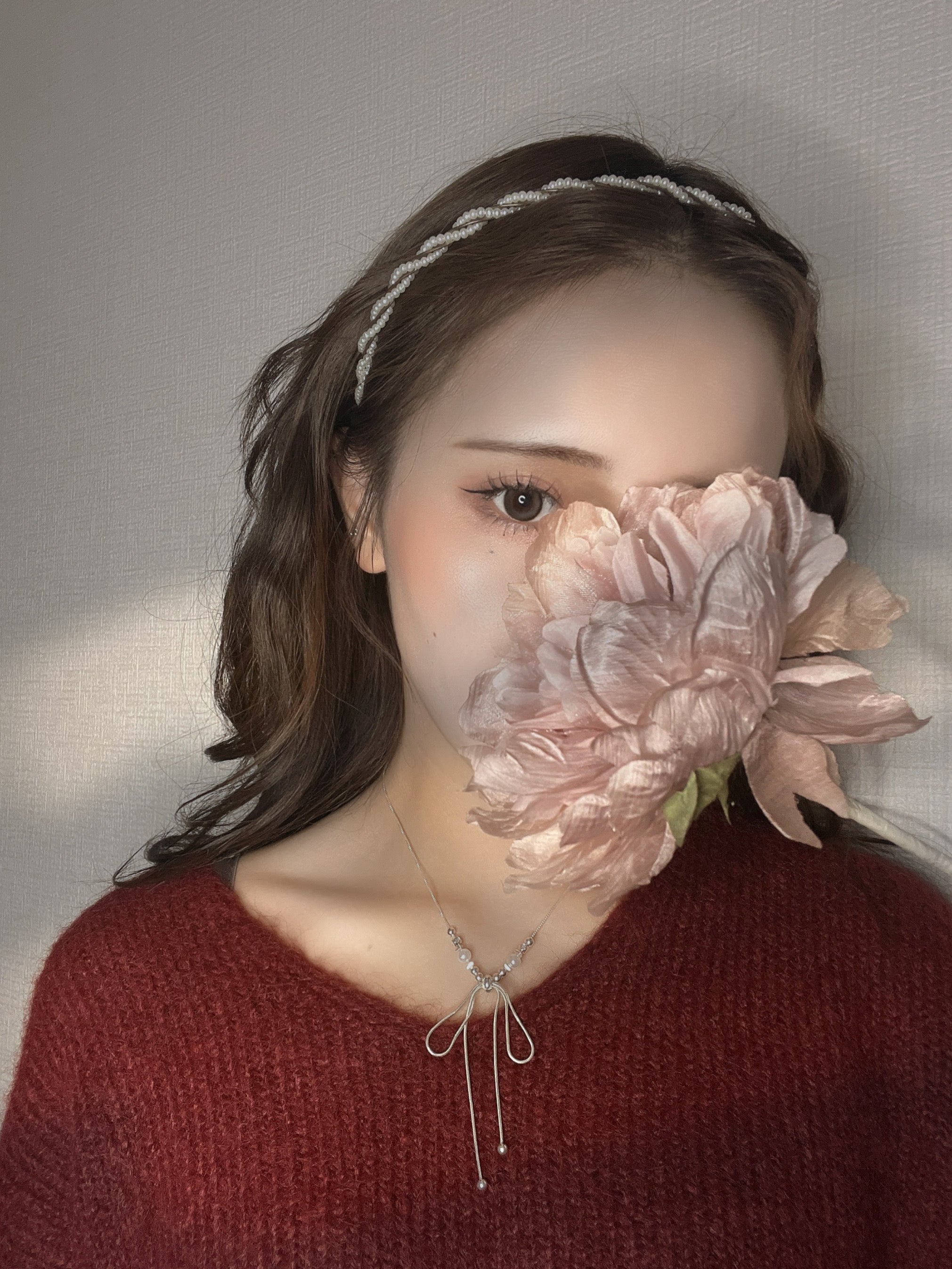 パールリボン結びチョーカー