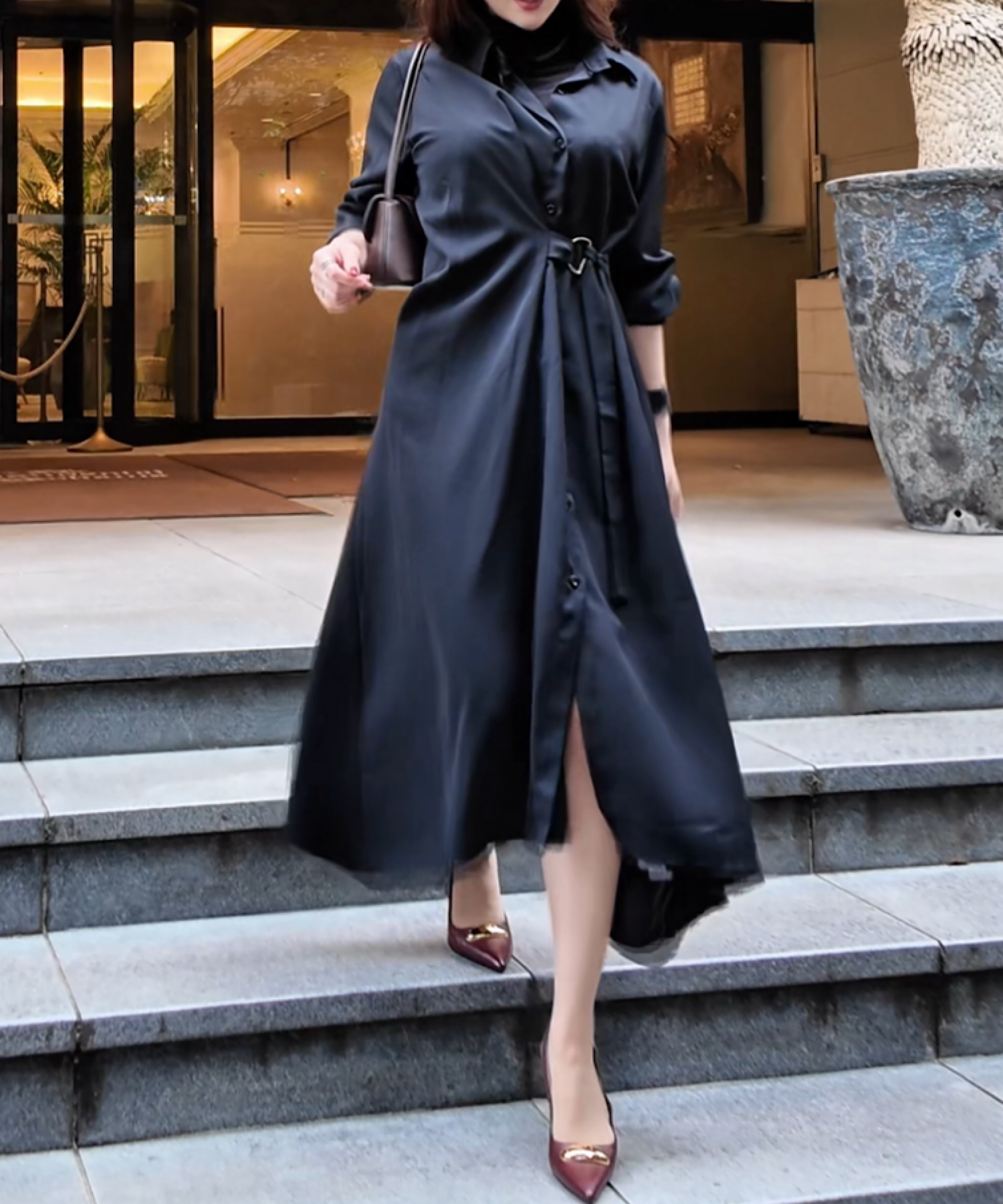 【予約商品】ウェストベルトシャツワンピース/ 様々シーン大活躍アイテム!