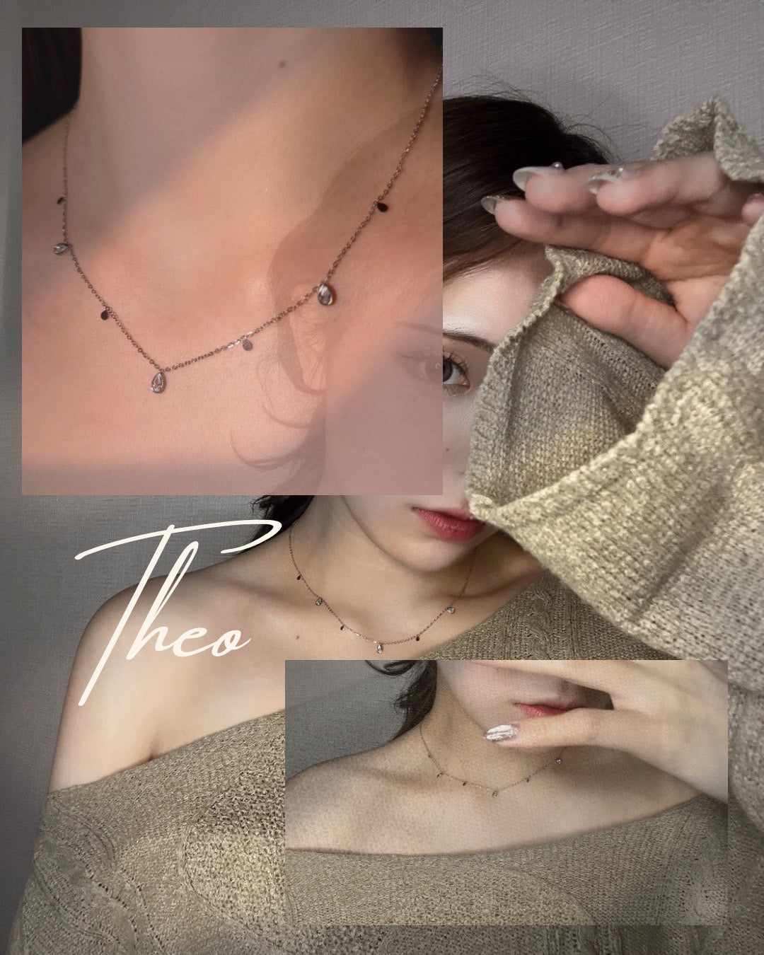 ティアドロップキュービックジルコニアネックレス