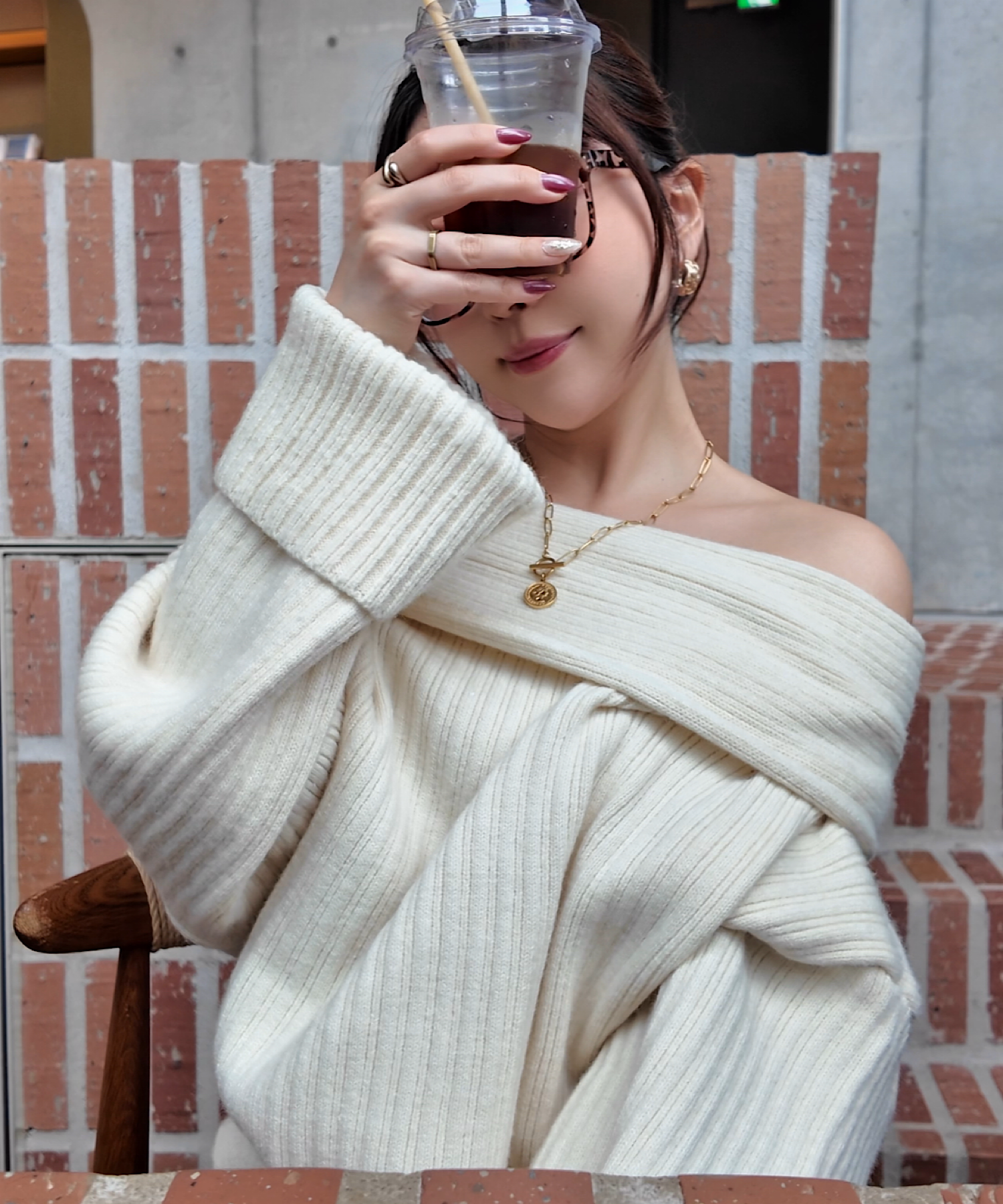 オフショルオーバートップス&パンツセット