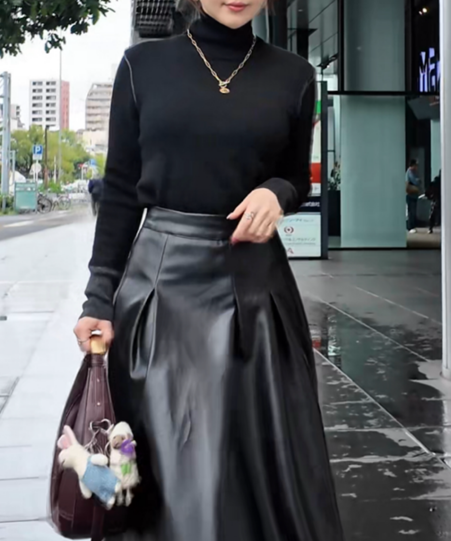 【一部通常販売】ヘップバーン エコレザーロングフレアスカート