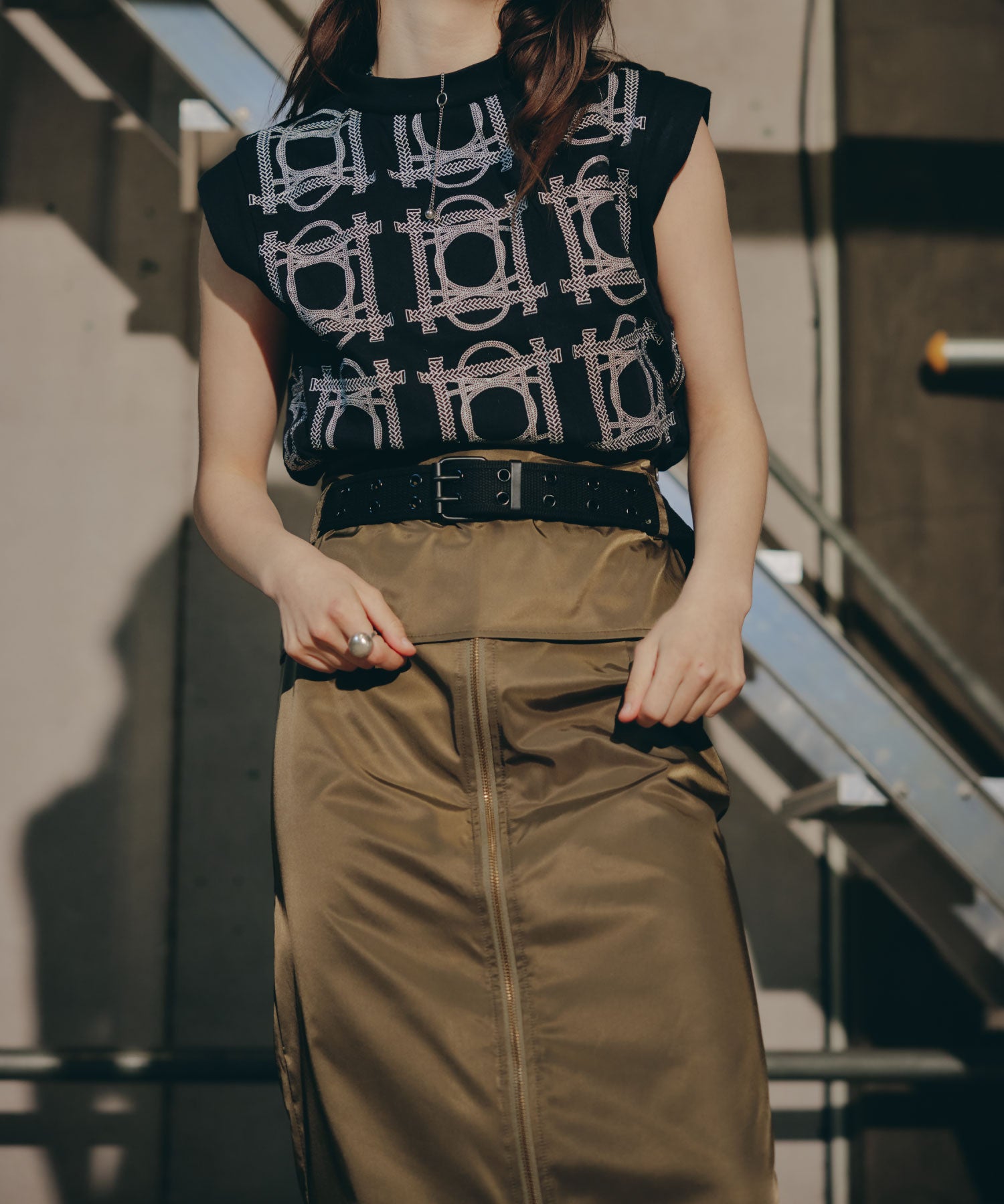 Pleat Shift Skirt/プリーツシフトスカート