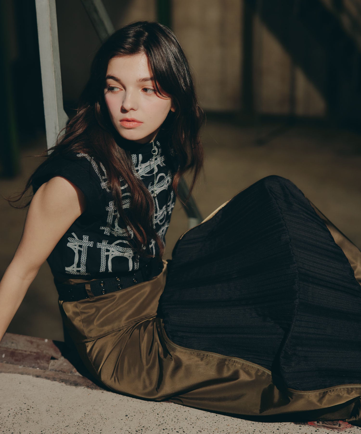Pleat Shift Skirt/プリーツシフトスカート