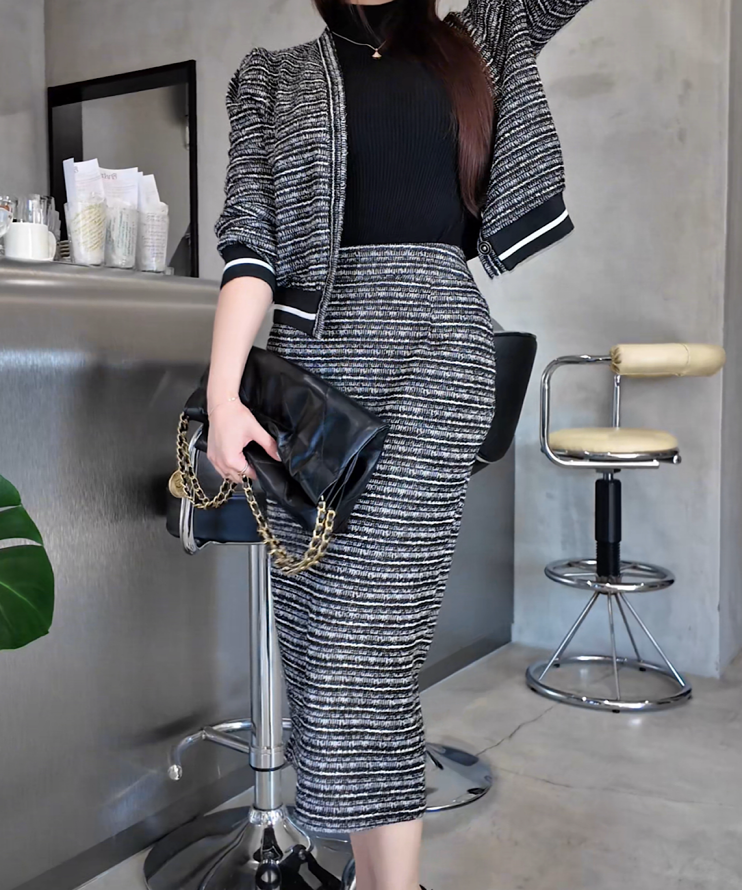 ツイードニットセットアップ