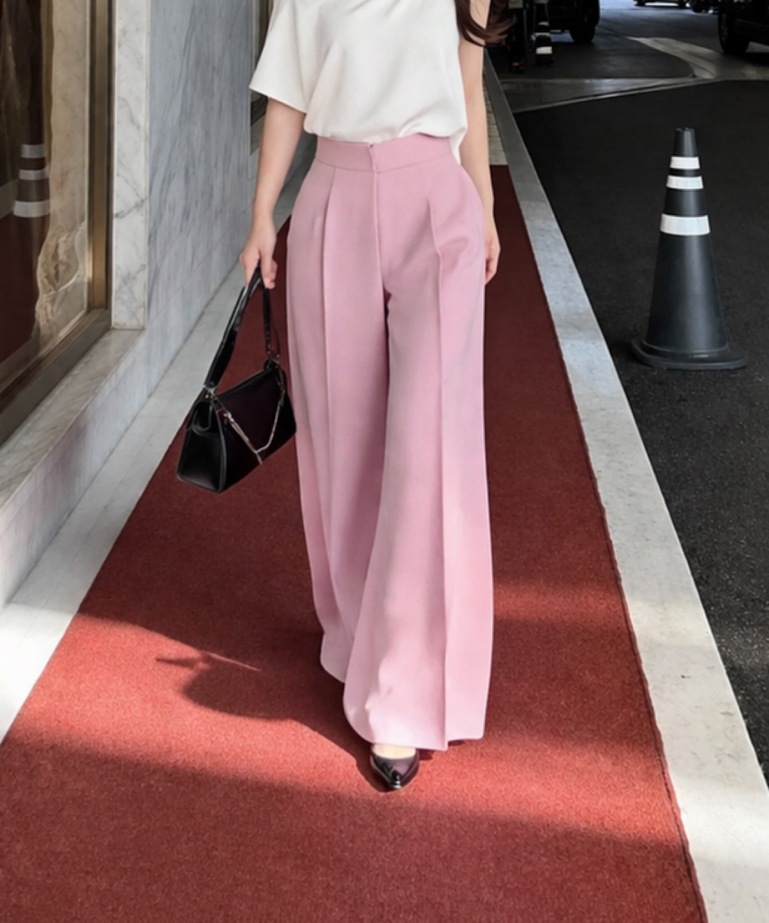 ハイウエストワイドパンツ <3サイズ展開> *美シルエット設計