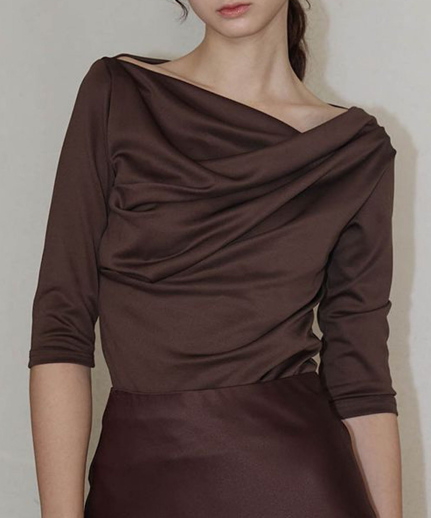 オフショルシャーリング7分袖トップス