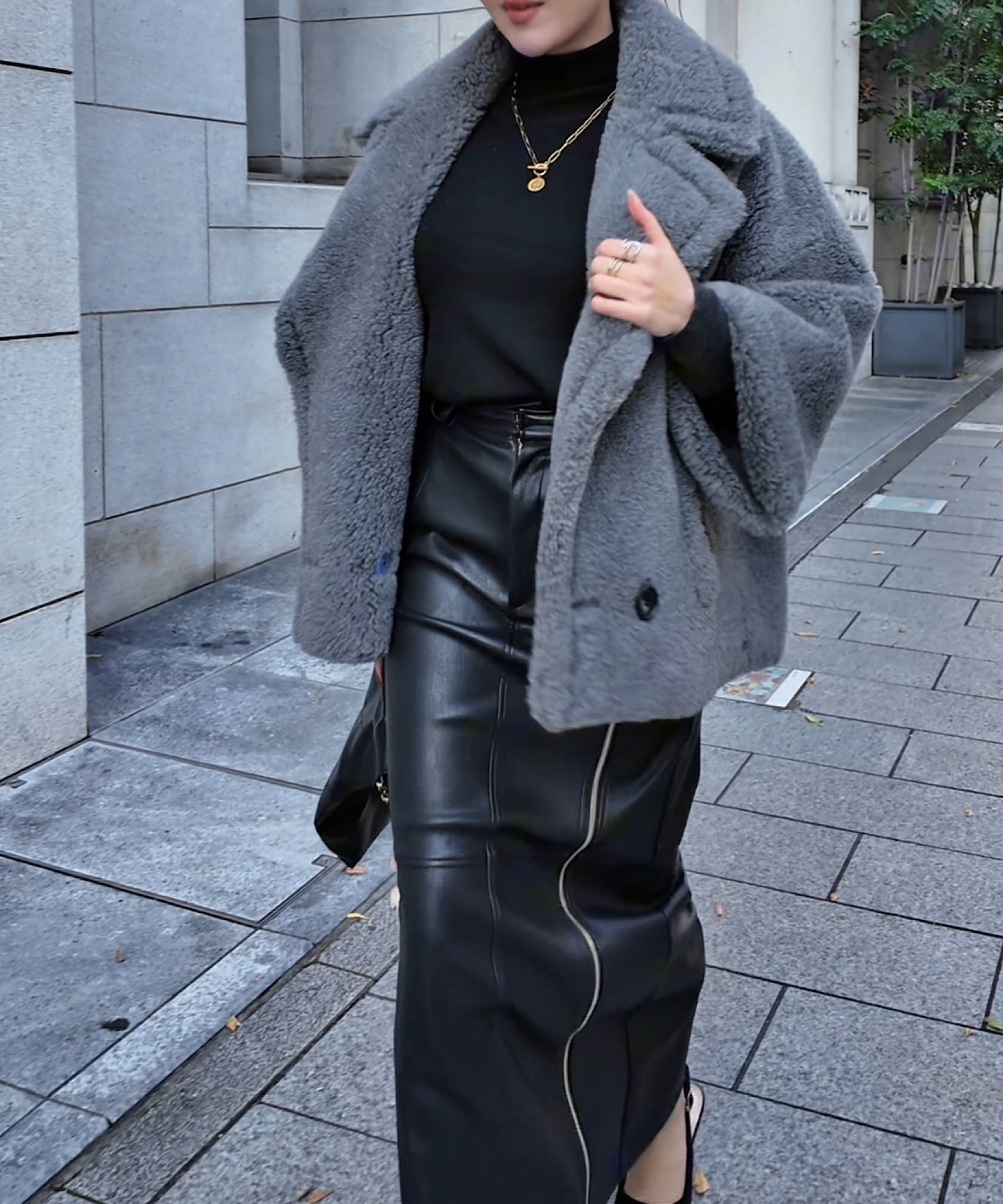 ウールアルパカ ベルスリーブショートコート/Teddy Bell Sleeve ShortCoat