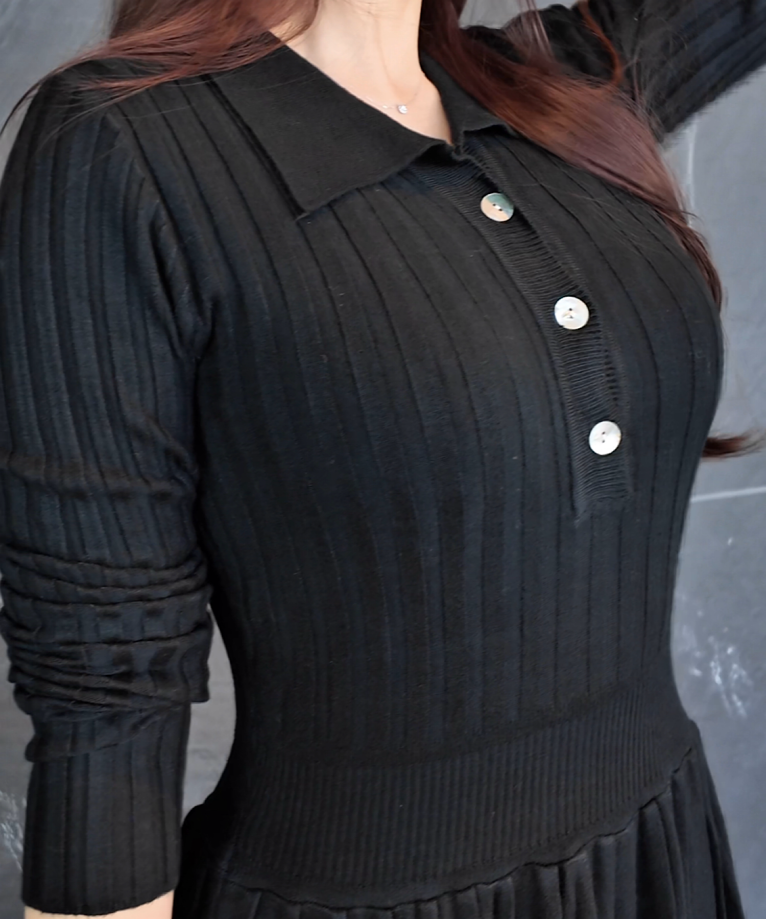 【一部ご予約商品】ウエストシェイプリブニットワンピース