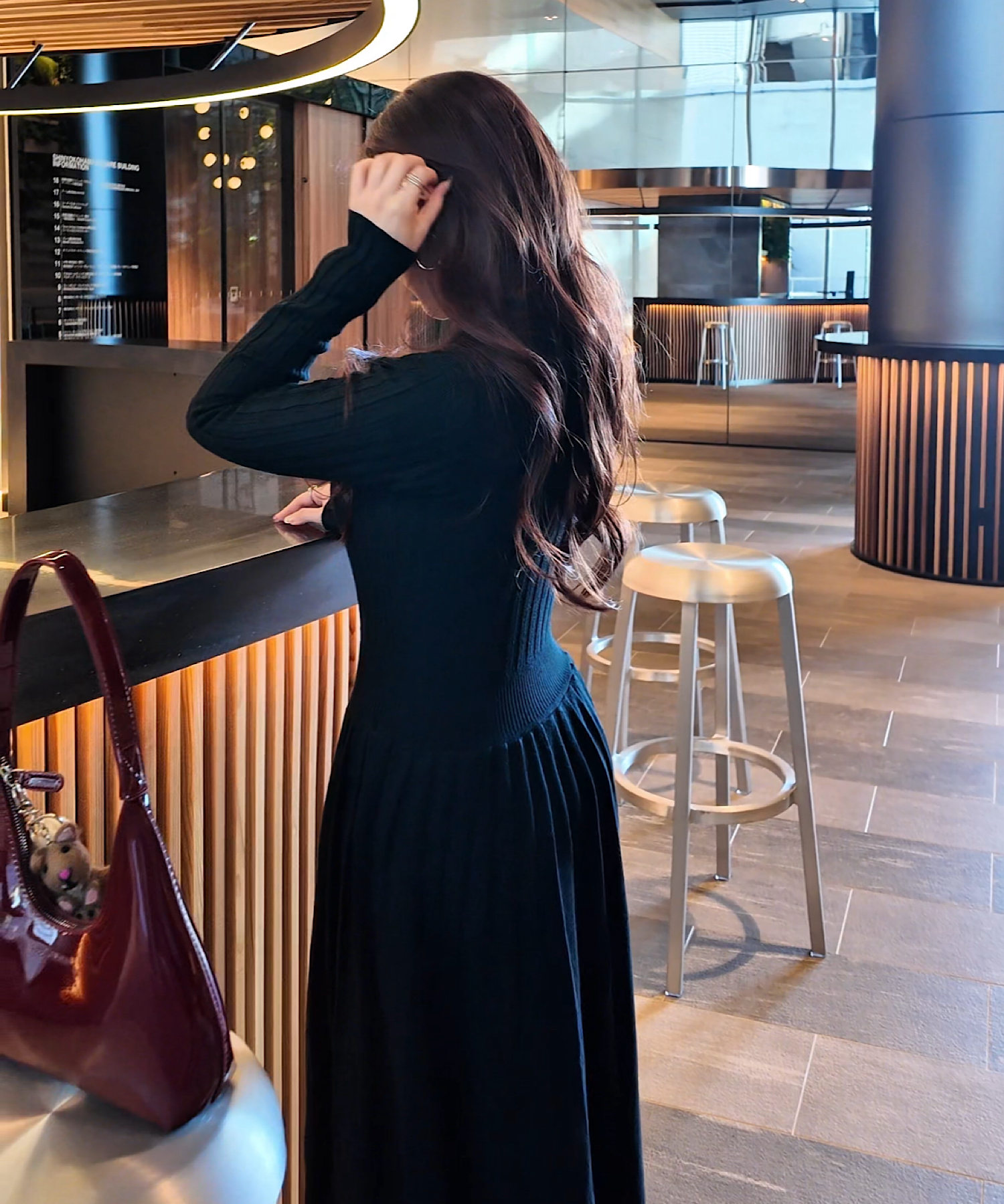 【一部ご予約商品】ウエストシェイプリブニットワンピース