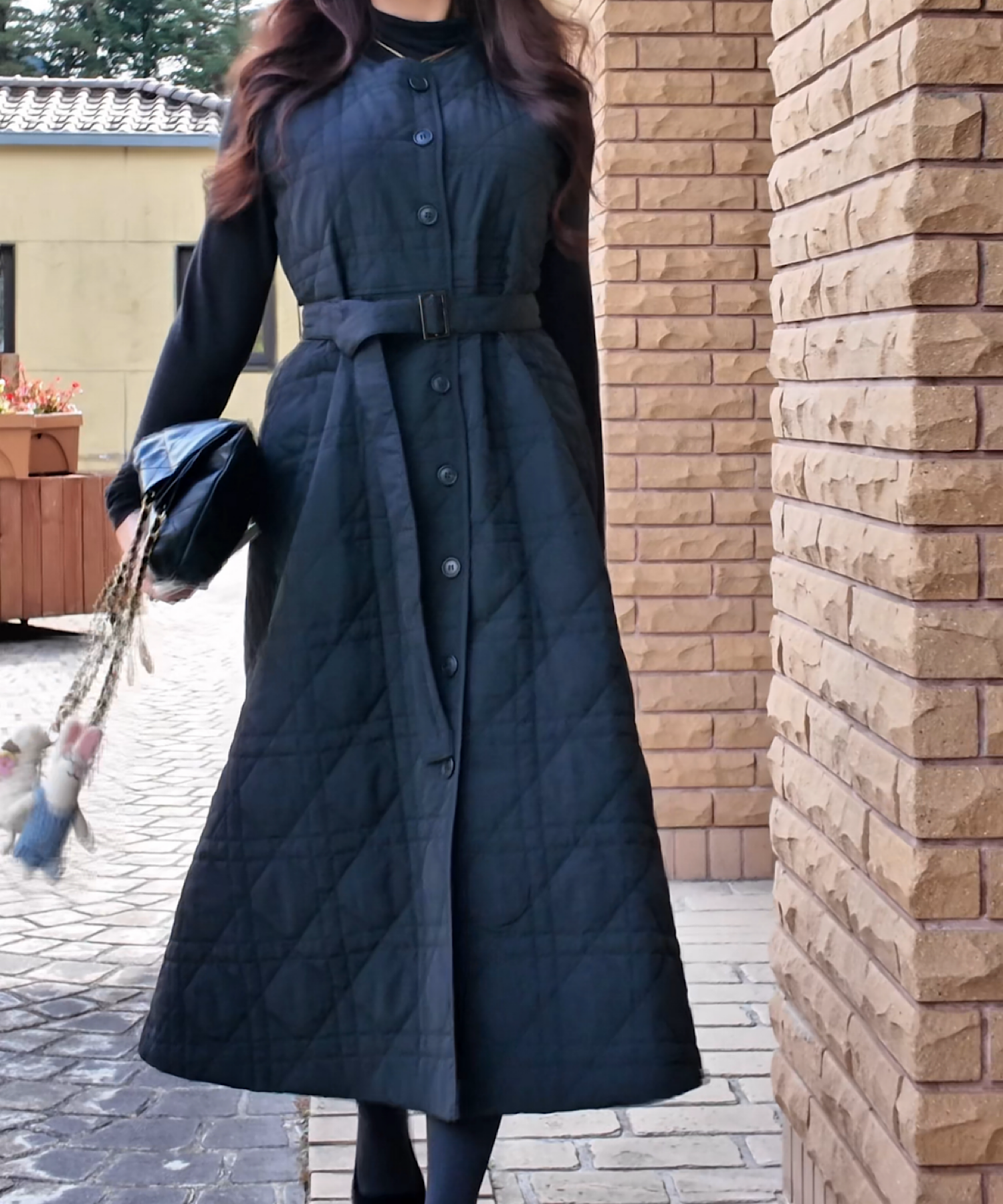 キルティングロングジレワンピース