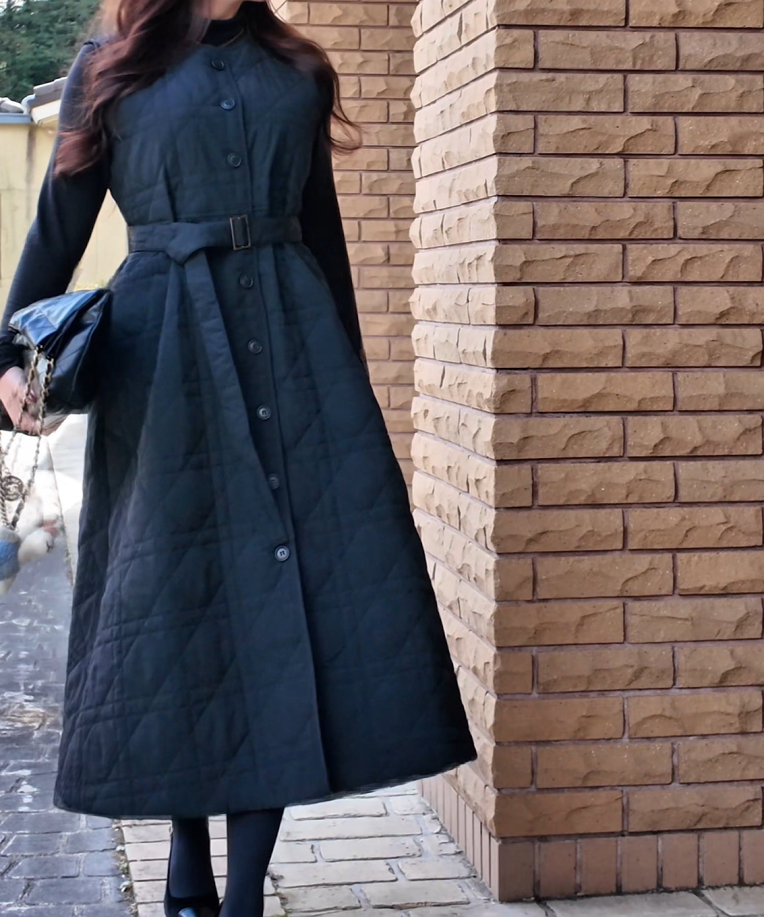 キルティングロングジレワンピース