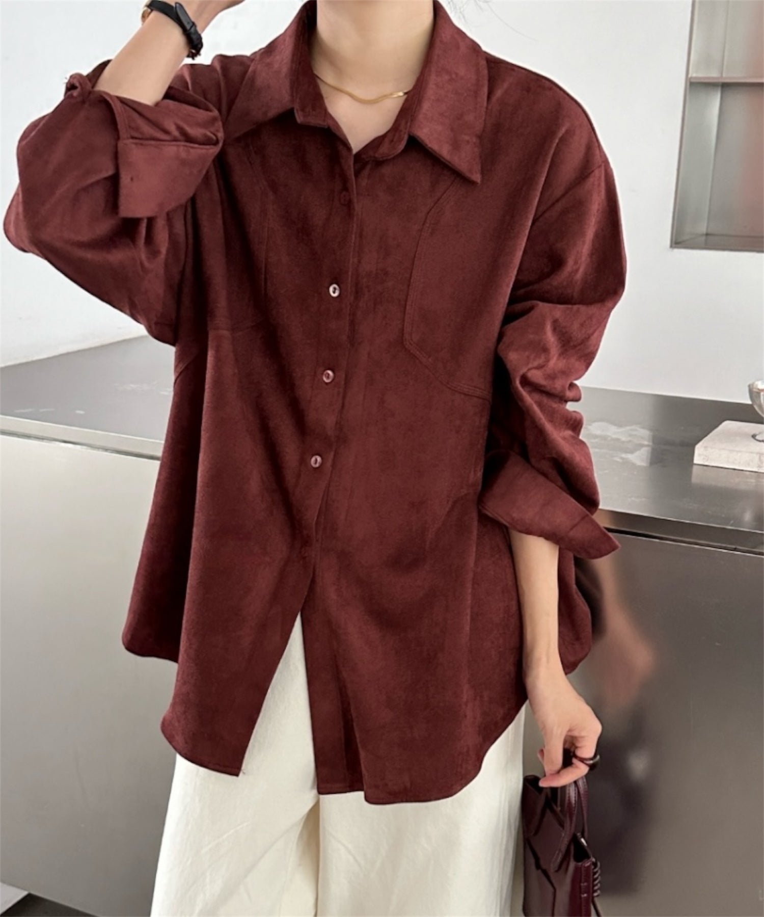 フェイクスエードオーバーシャツ