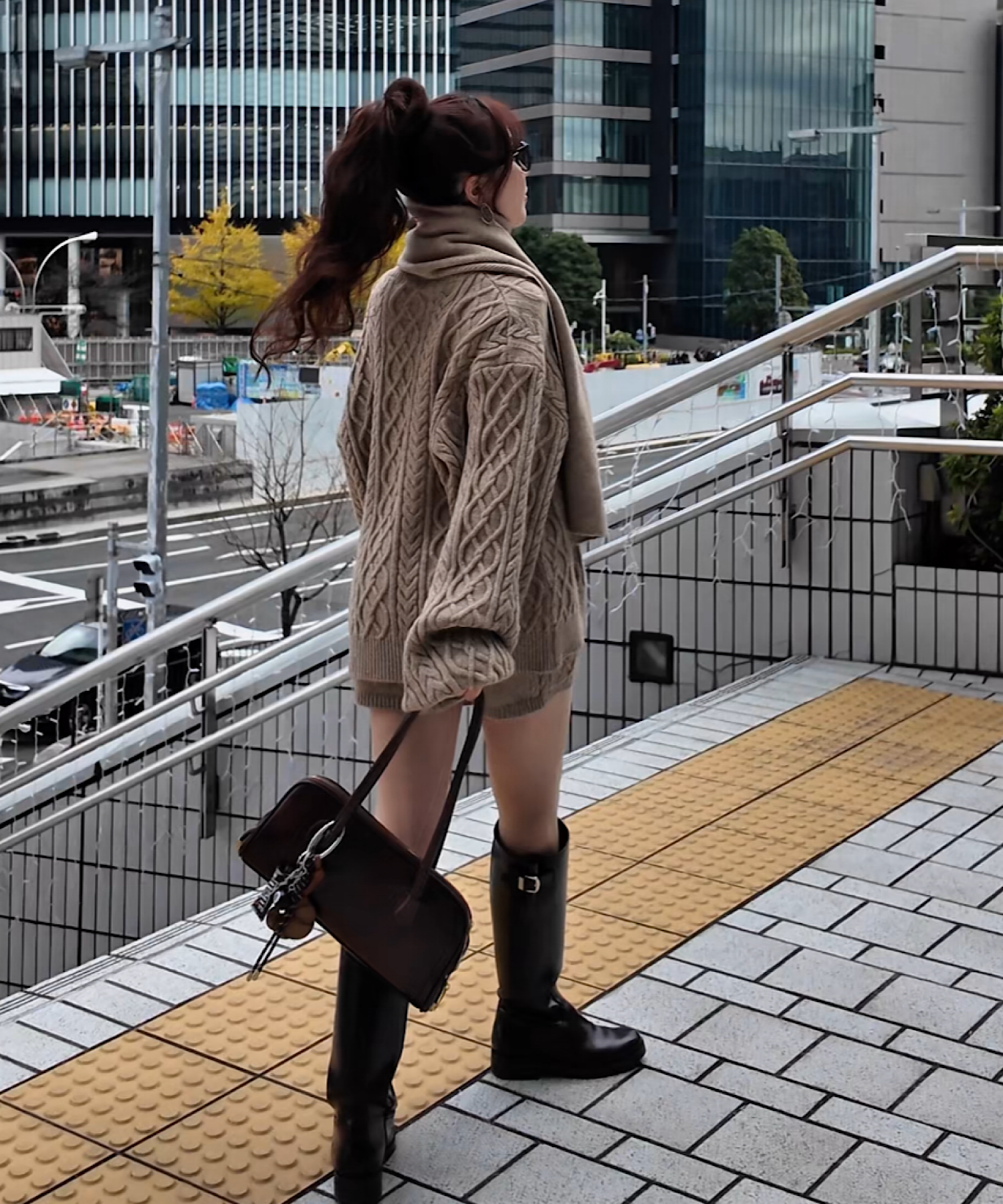 ボリュームケーブル&スヌード ニット3点セット