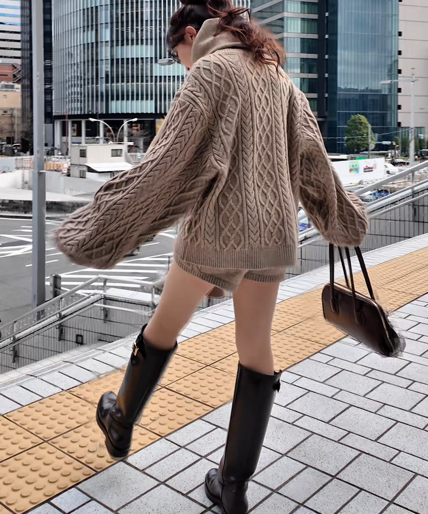 ボリュームケーブル&スヌード ニット3点セット