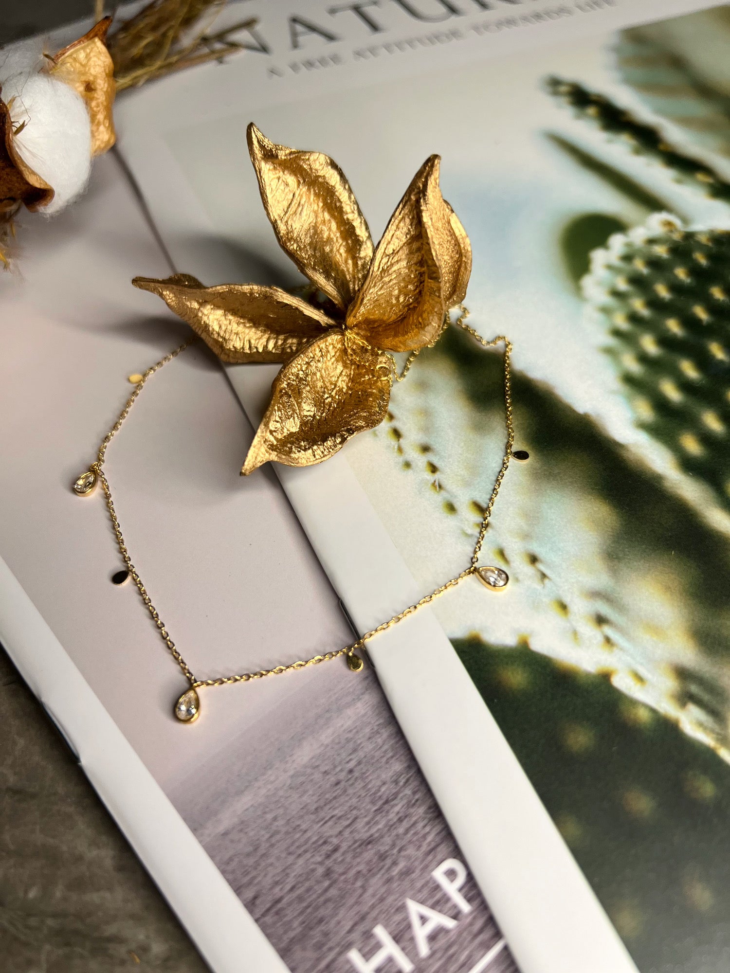 ティアドロップキュービックジルコニアネックレス