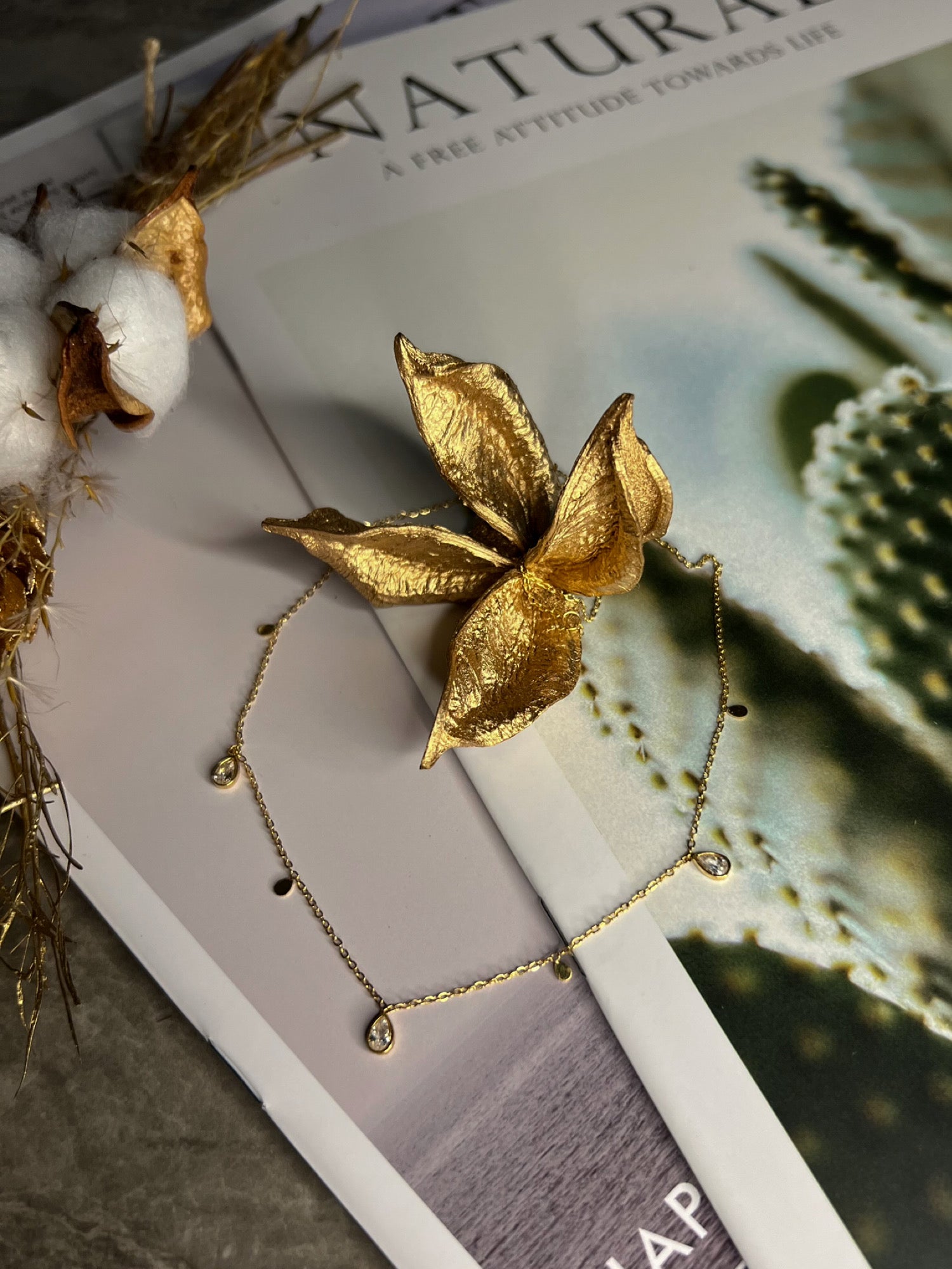 ティアドロップキュービックジルコニアネックレス