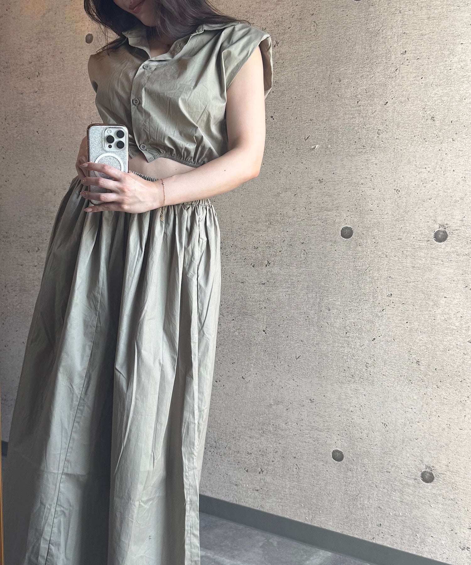 コンパクトシャツ&スカートセット(美バランスで魅せるセットアップ)/Compact Shirt & Skirt Set