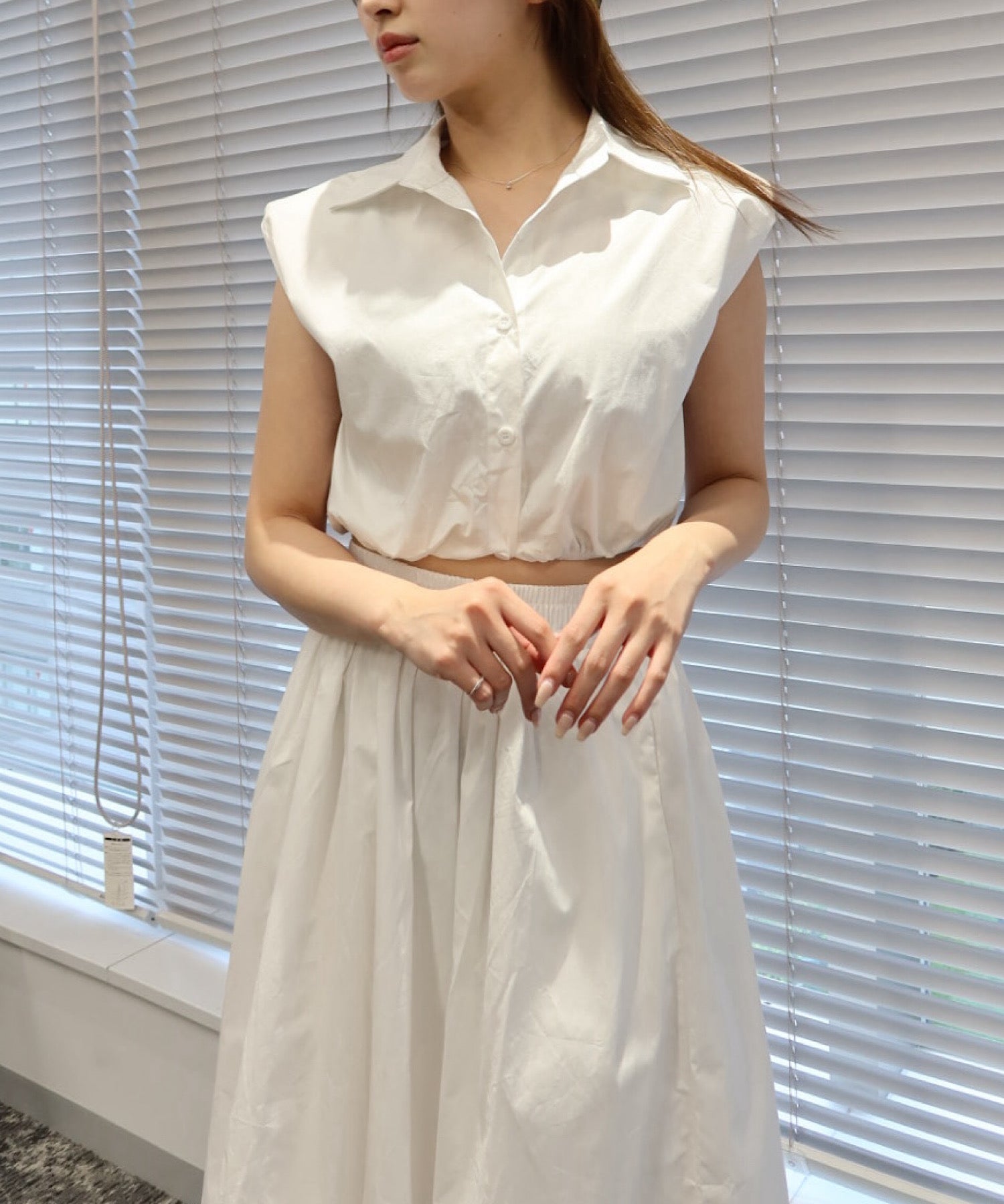 コンパクトシャツ&スカートセット(美バランスで魅せるセットアップ)/Compact Shirt & Skirt Set