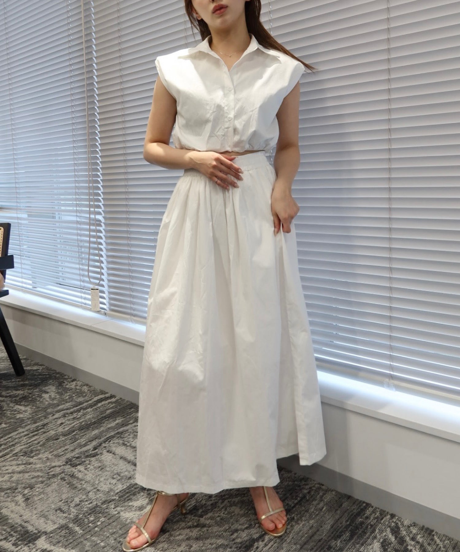 コンパクトシャツ&スカートセット(美バランスで魅せるセットアップ)/Compact Shirt & Skirt Set